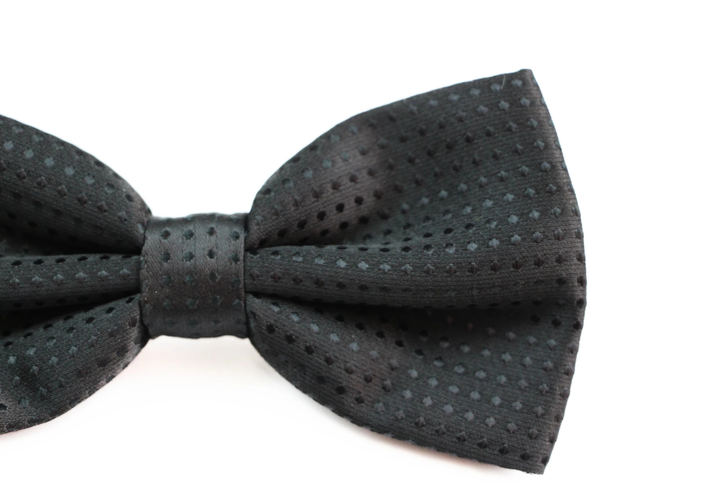 3 Zasel Mens Black Polka Dot Patterned Bow Tie - Black, 3 of 4