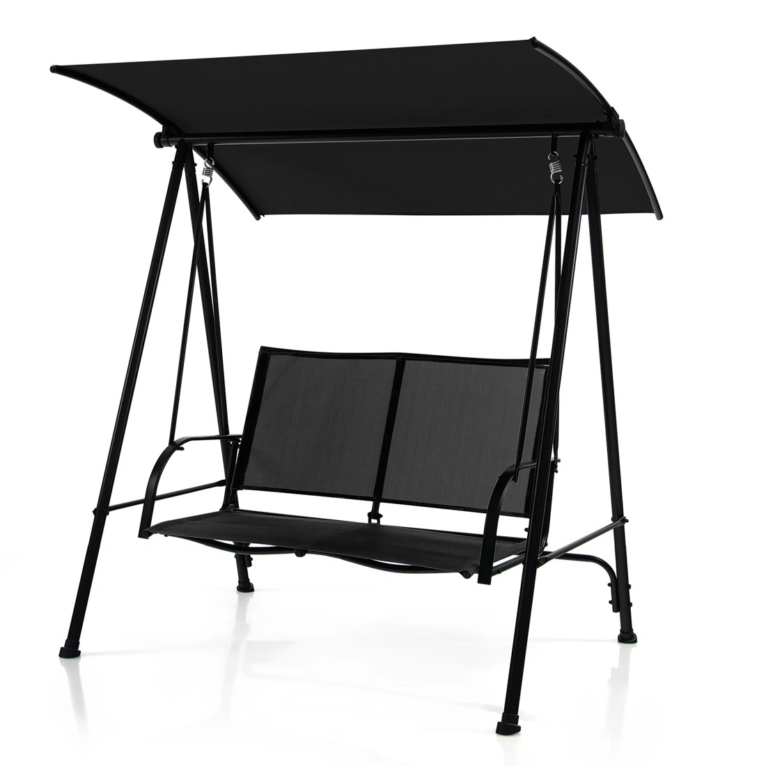 1 Costway 2-seat Outdoor Swing Chair Metal Patio Canopy Swing Bench - Black, 1 of 3