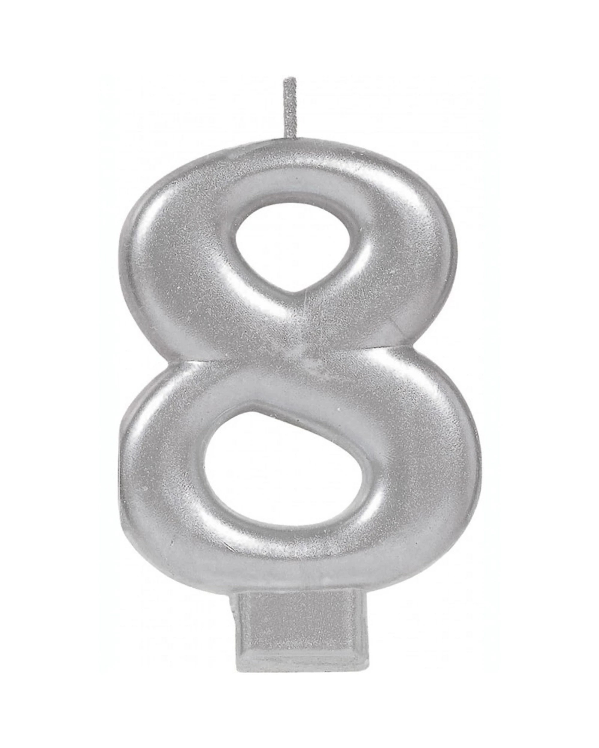 1 Amscan Inc. Metallic Number 8 Candle - Silver, 1 of 1
