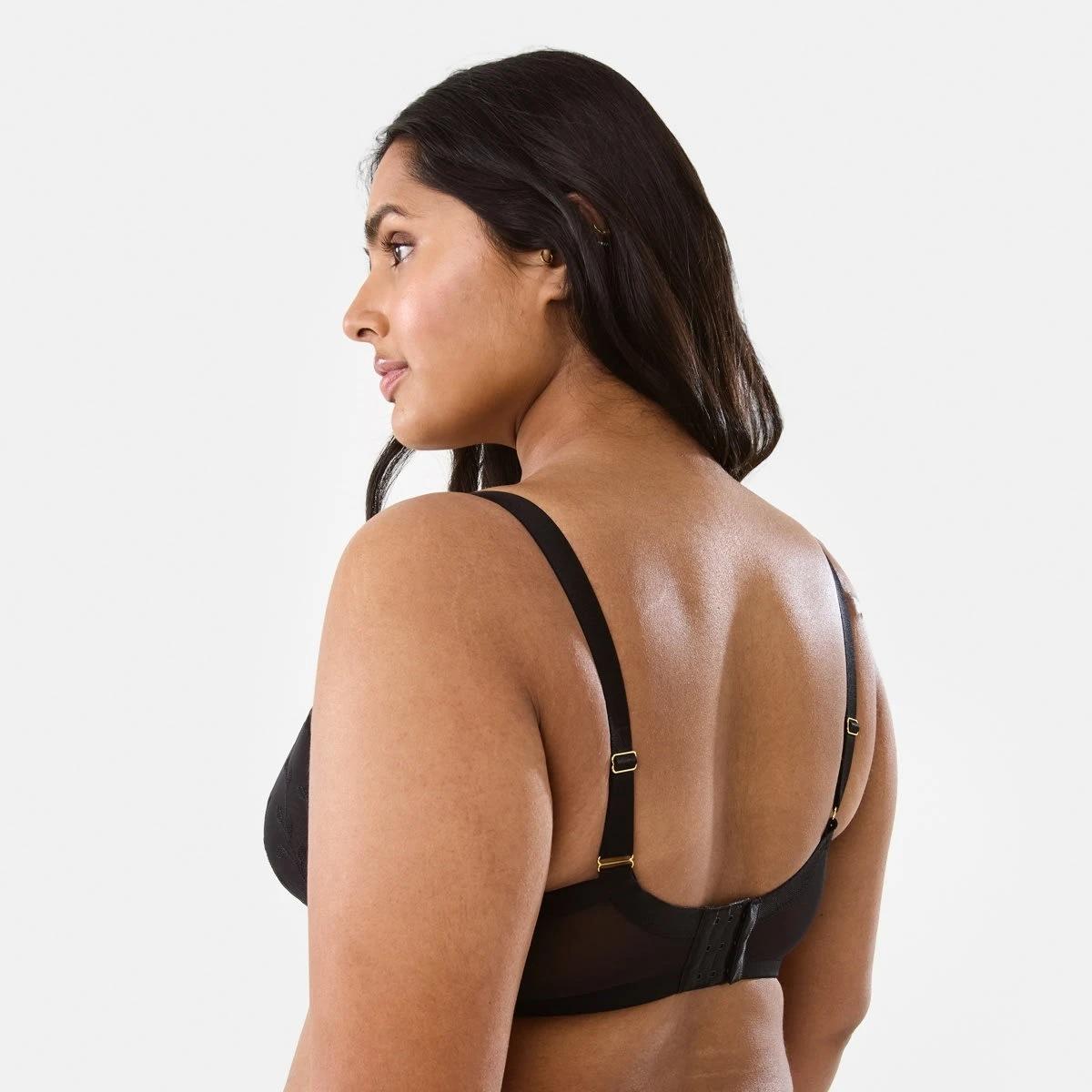 2 Full Figure Soft Cup Mesh Underwire Bra BLACK, 2 of 5