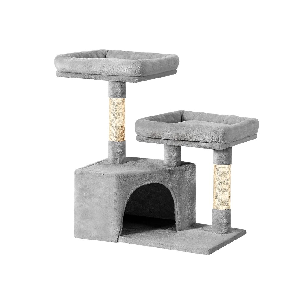 1 i.Pet Cat Tree 69cm Scratching Post Tower Scratcher Wood Condo House Bed - Grey, 1 of 5