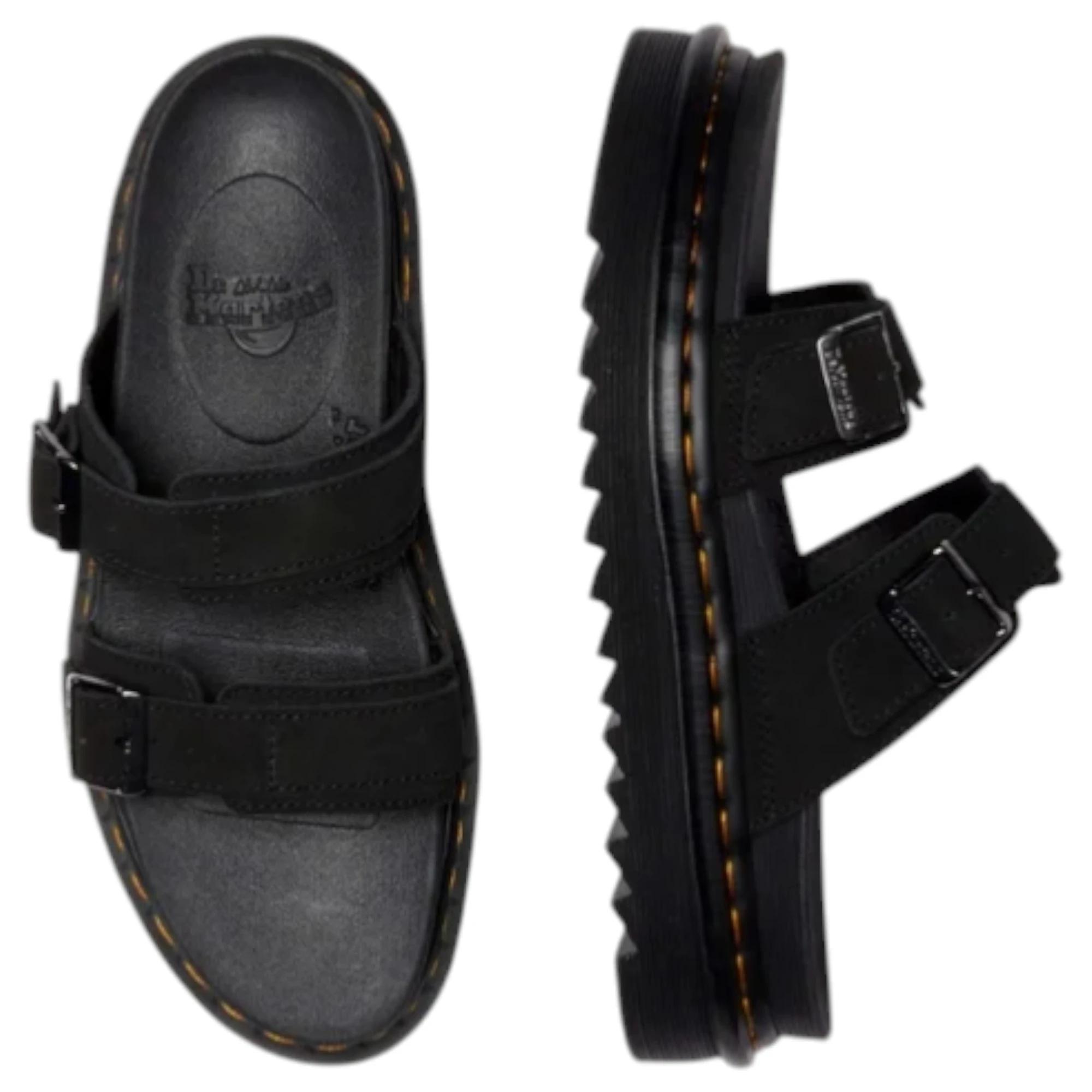 5 Dr. Martens Mens Myles Long Napped Suede Sandals Shoes BLACK, 5 of 7