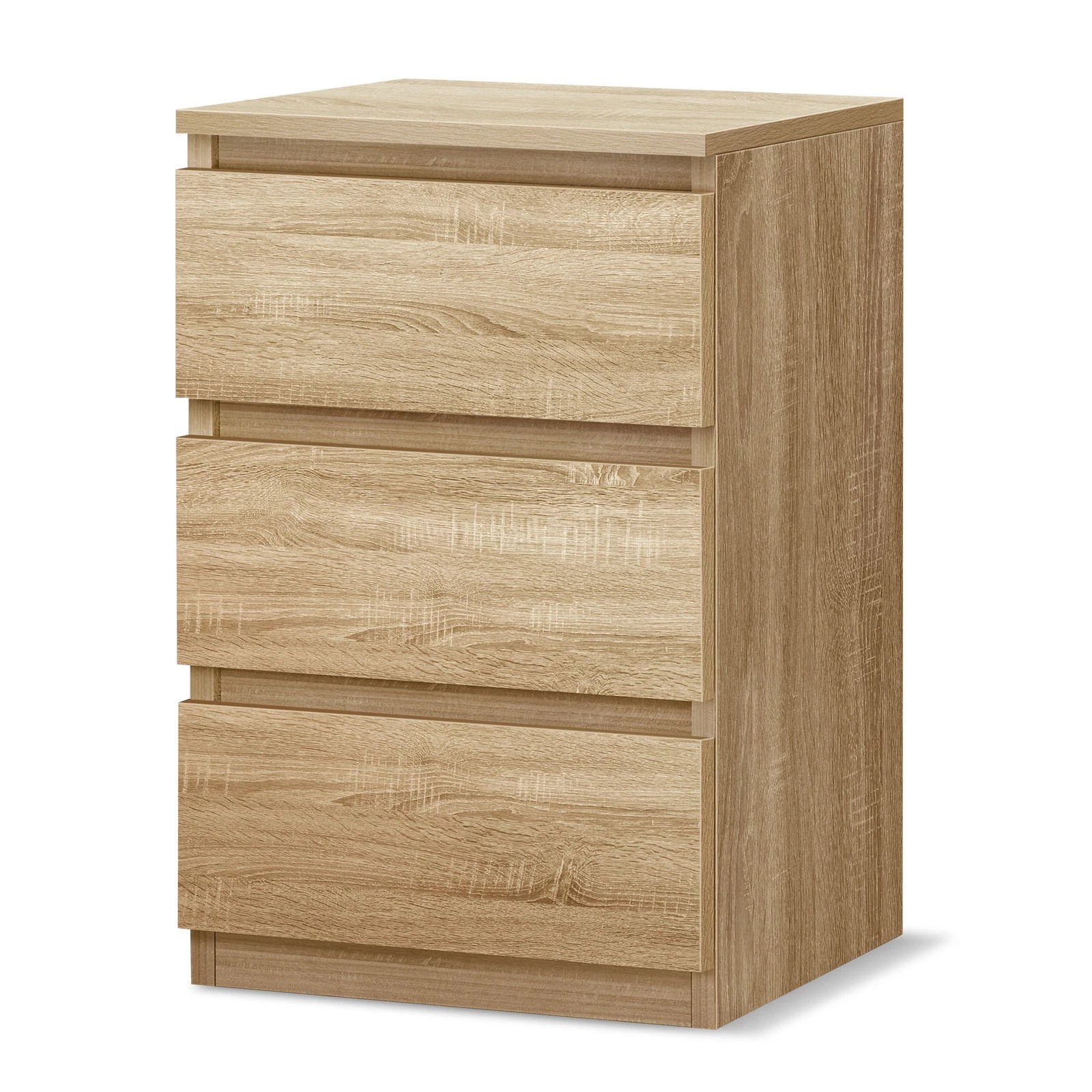 1 Alfordson Bedside Table Nightstand 3 Drawers Side End Table Wood - Oak, 1 of 8