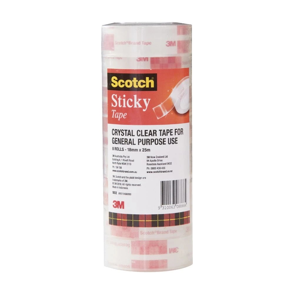 2 Scotch Sticky Tape 18mm x 25m 8 Pack, 2 of 7