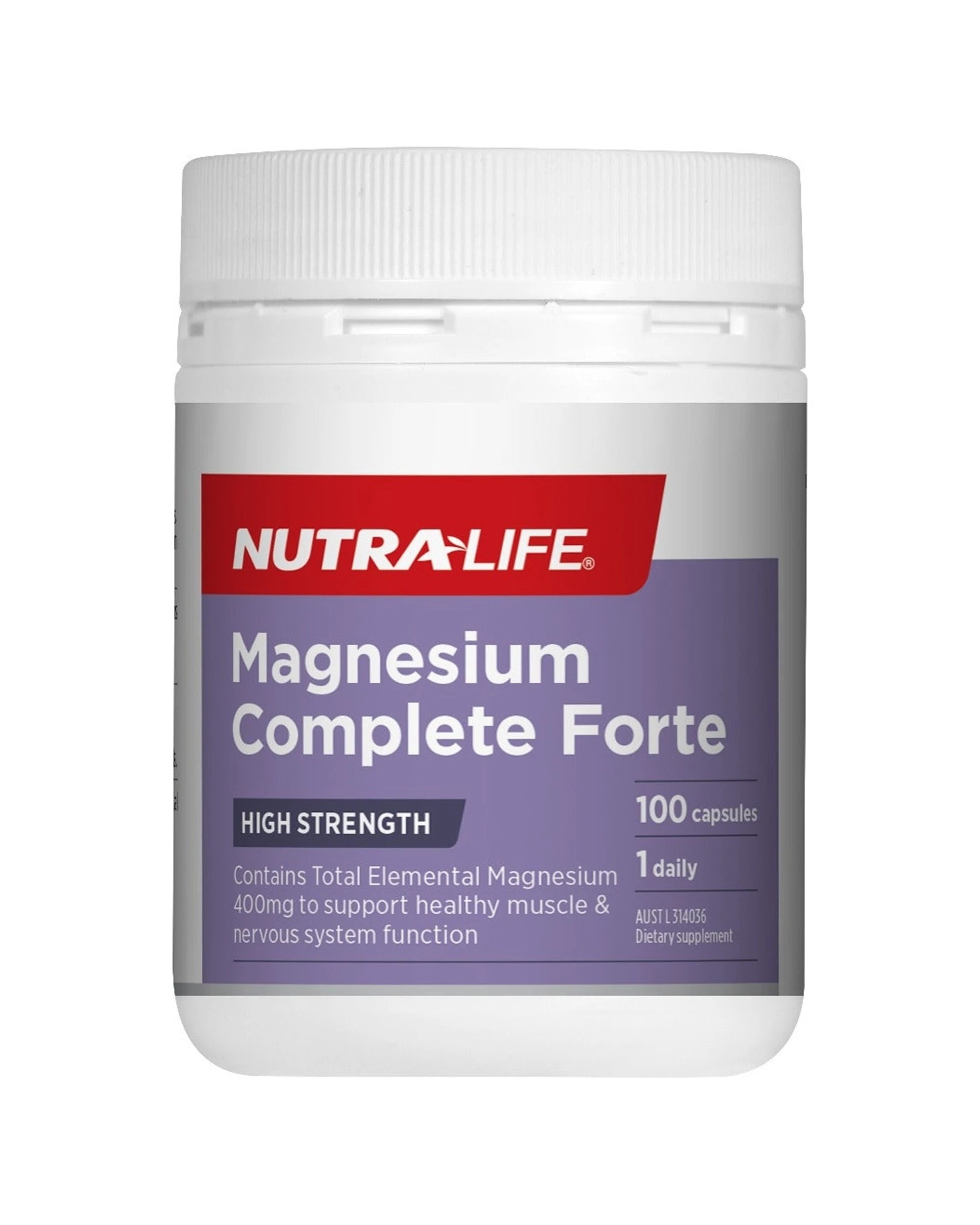 1 Nutra-Life 100pc Magnesium Forte Daily Capsules Cardiovascular Support Supplement, 1 of 1