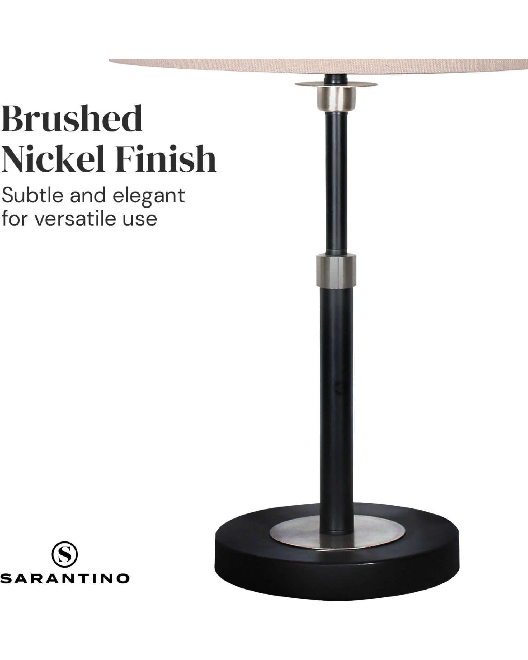 7 Sarantino Metal Table Lamp with Linen Drum Shade, 7 of 10