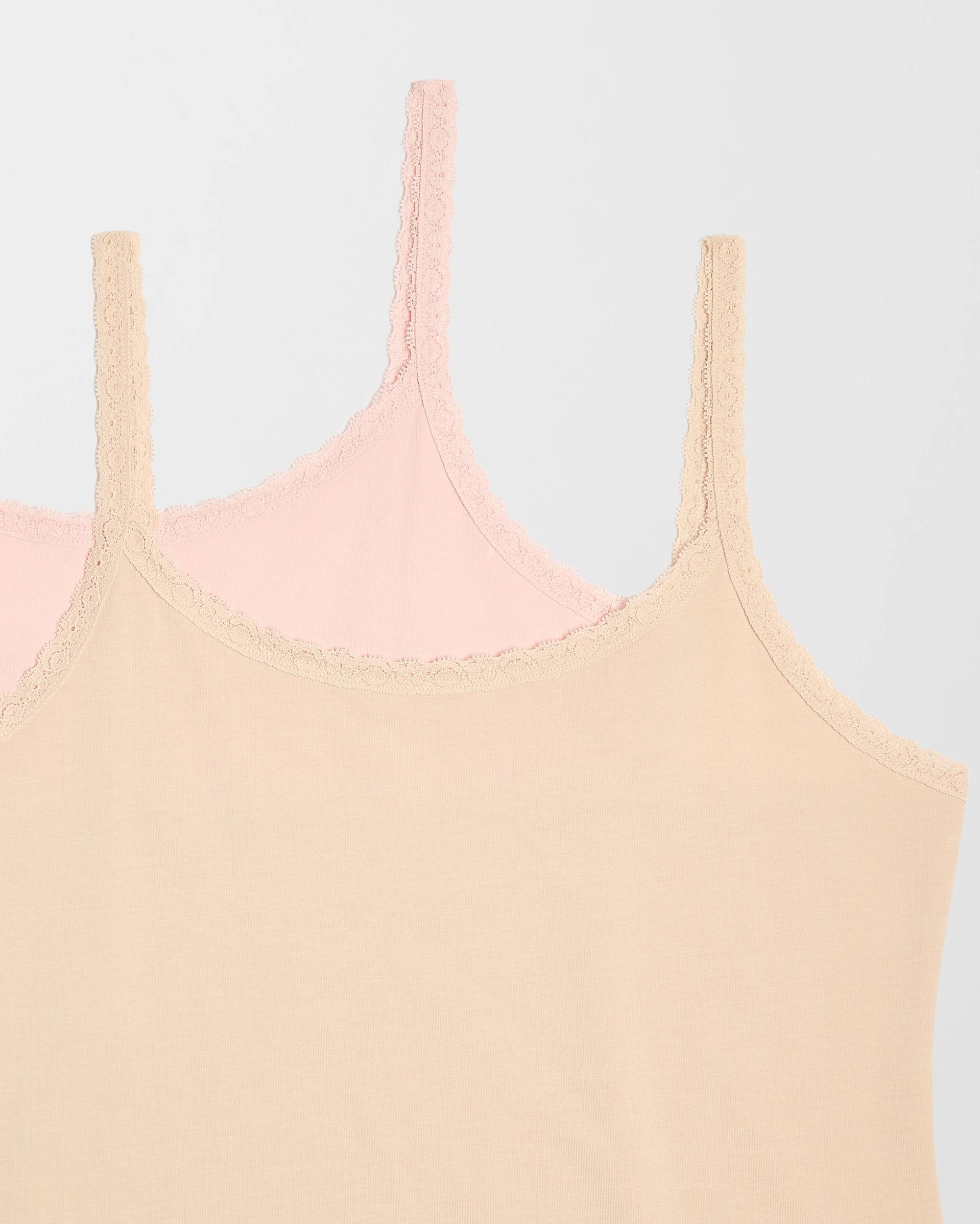 2 Target Australian Cotton Womens Lace Trim Cami 2 Pack BLUSH/BARE, 2 of 6