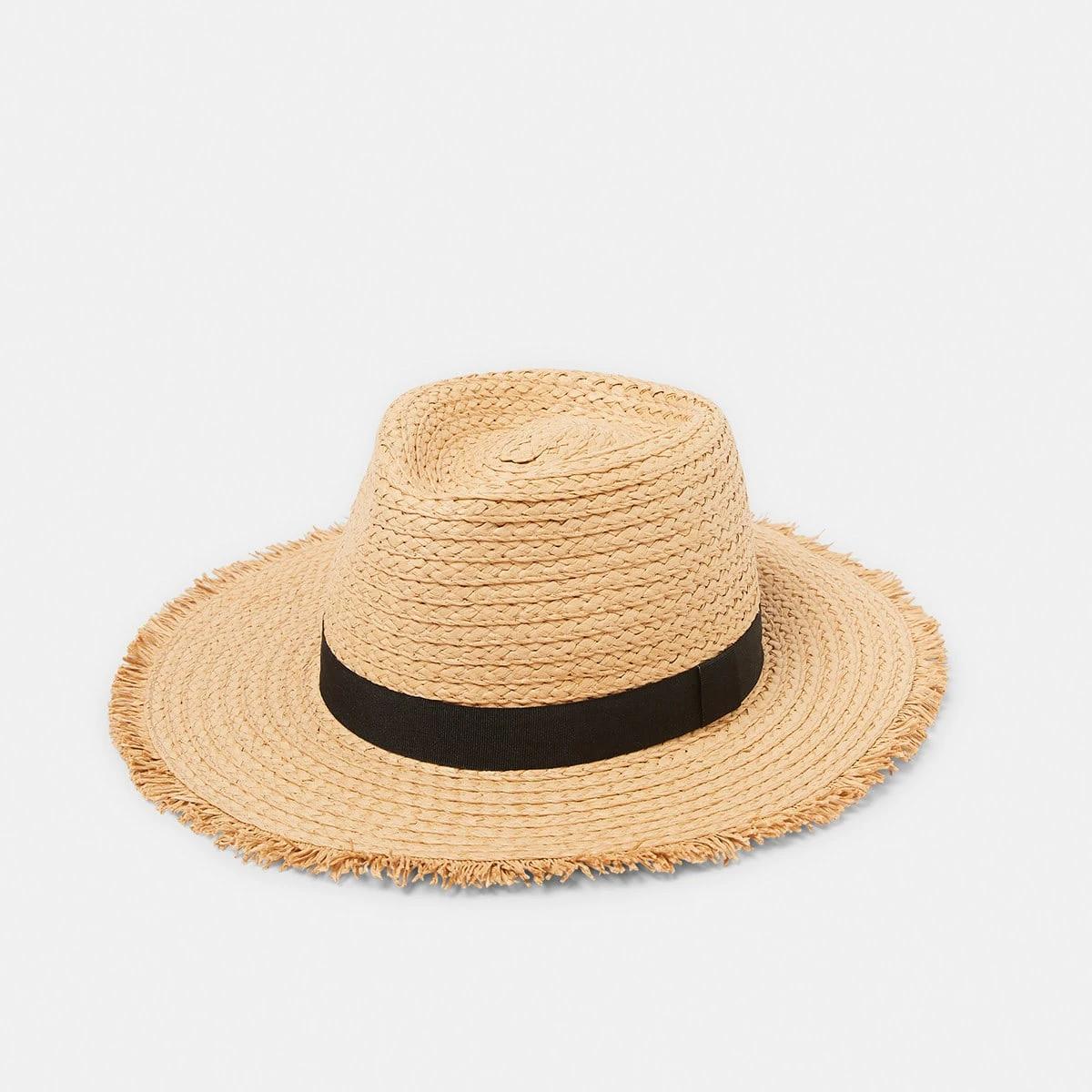 1 Fray Edge Fedora Hat Dk Natural, 1 of 3