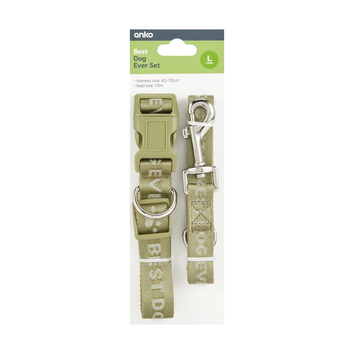 5 Best Dog Ever Collar and Lead Set - Large, Green, 5 of 5
