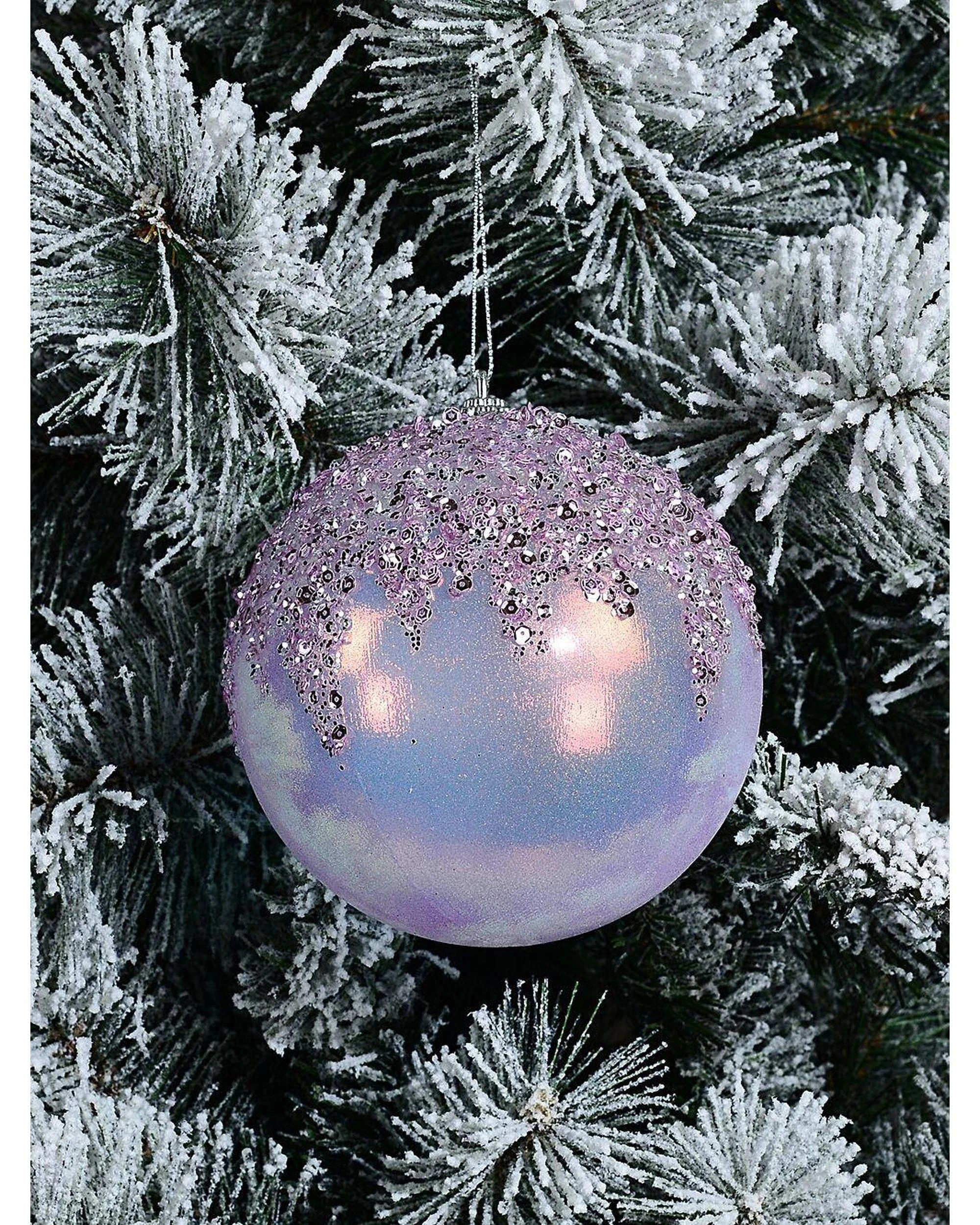 Christmas Warehouse Pink Lustrous Signature Sequin Icicle Bauble - 12cm ...