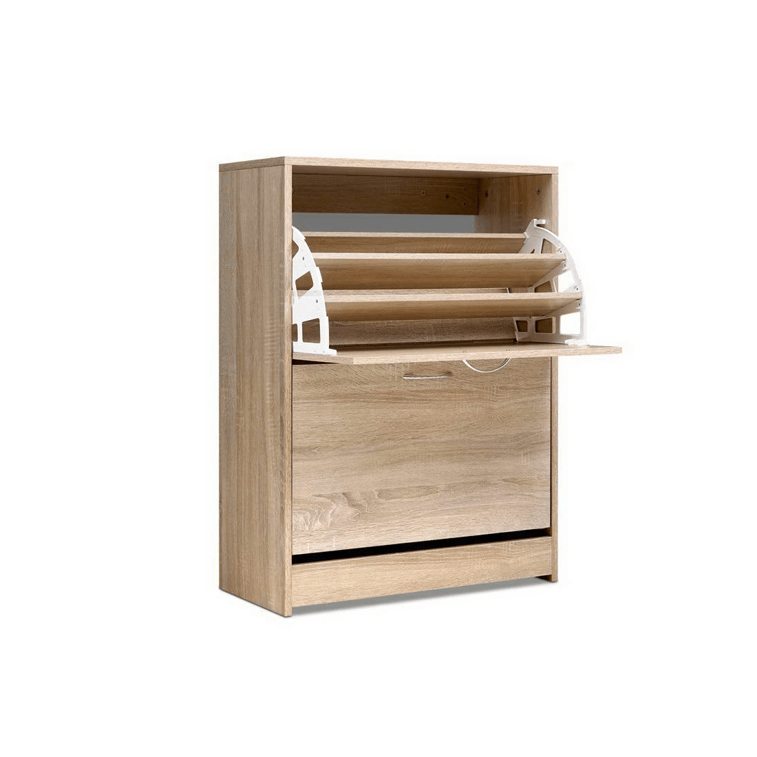 1 Artiss Shoe Rack Cabinet 24 Pairs 3-tier Wood Nina - Brown, 1 of 8