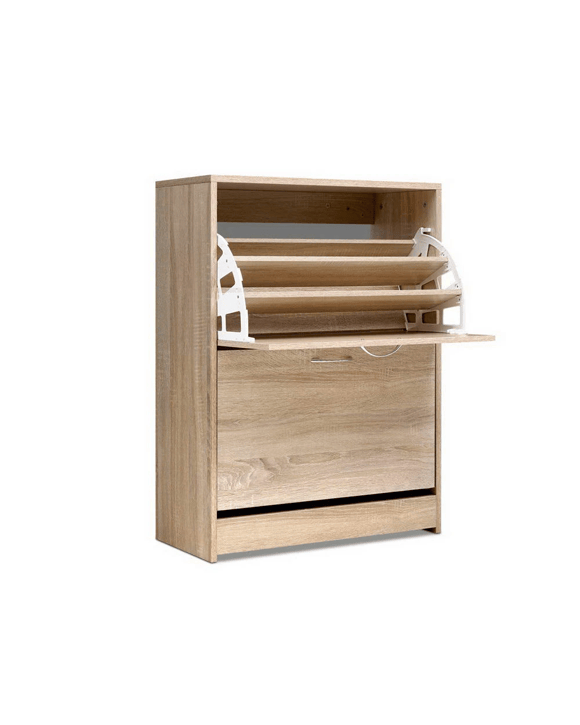 Artiss Shoe Cabinet Shoes Storage Rack 24 Pairs Organiser Shelf Cupboard - Oak