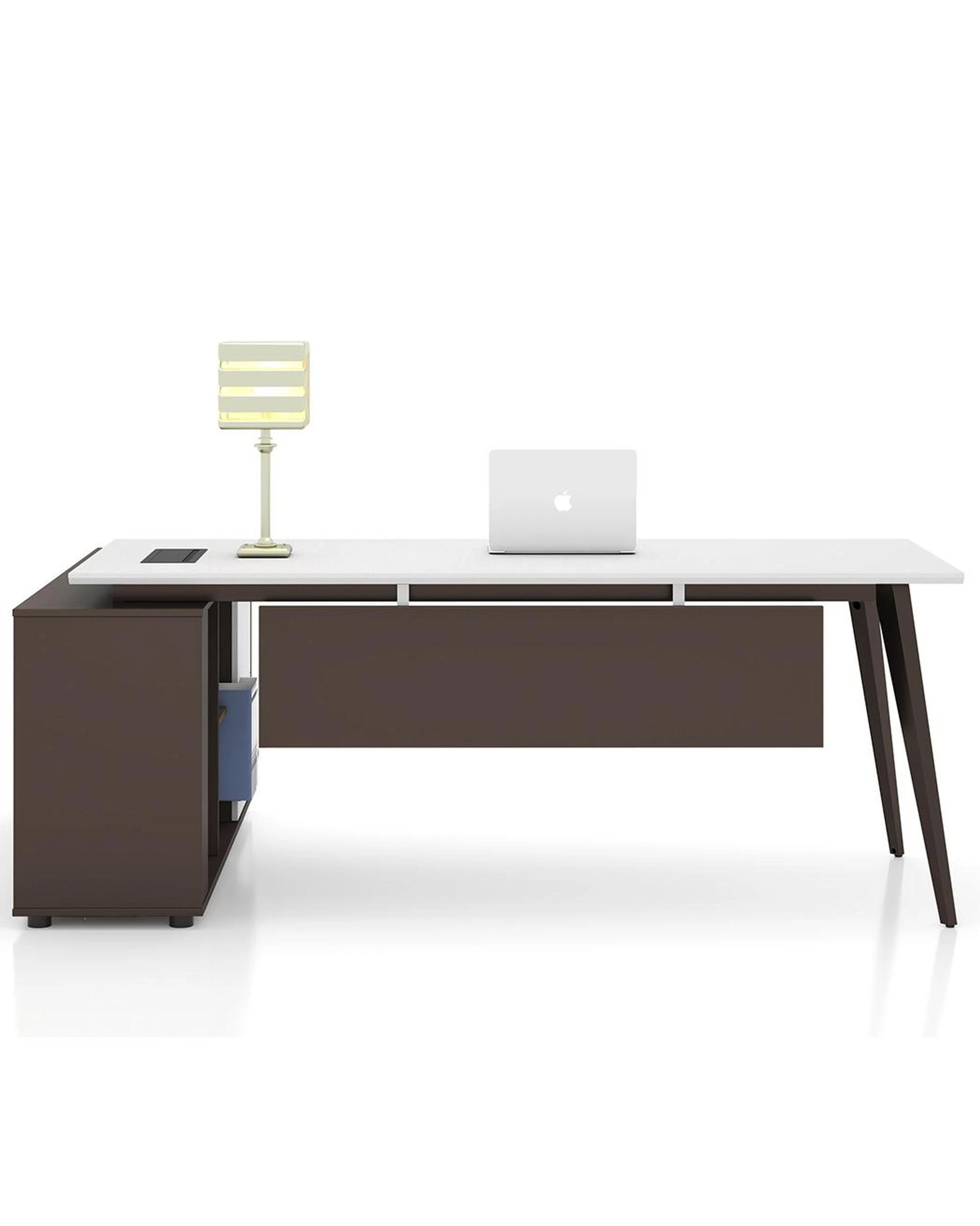 2 Esma 2m L-shaped Executive Desk White and Grey, 2 of 9