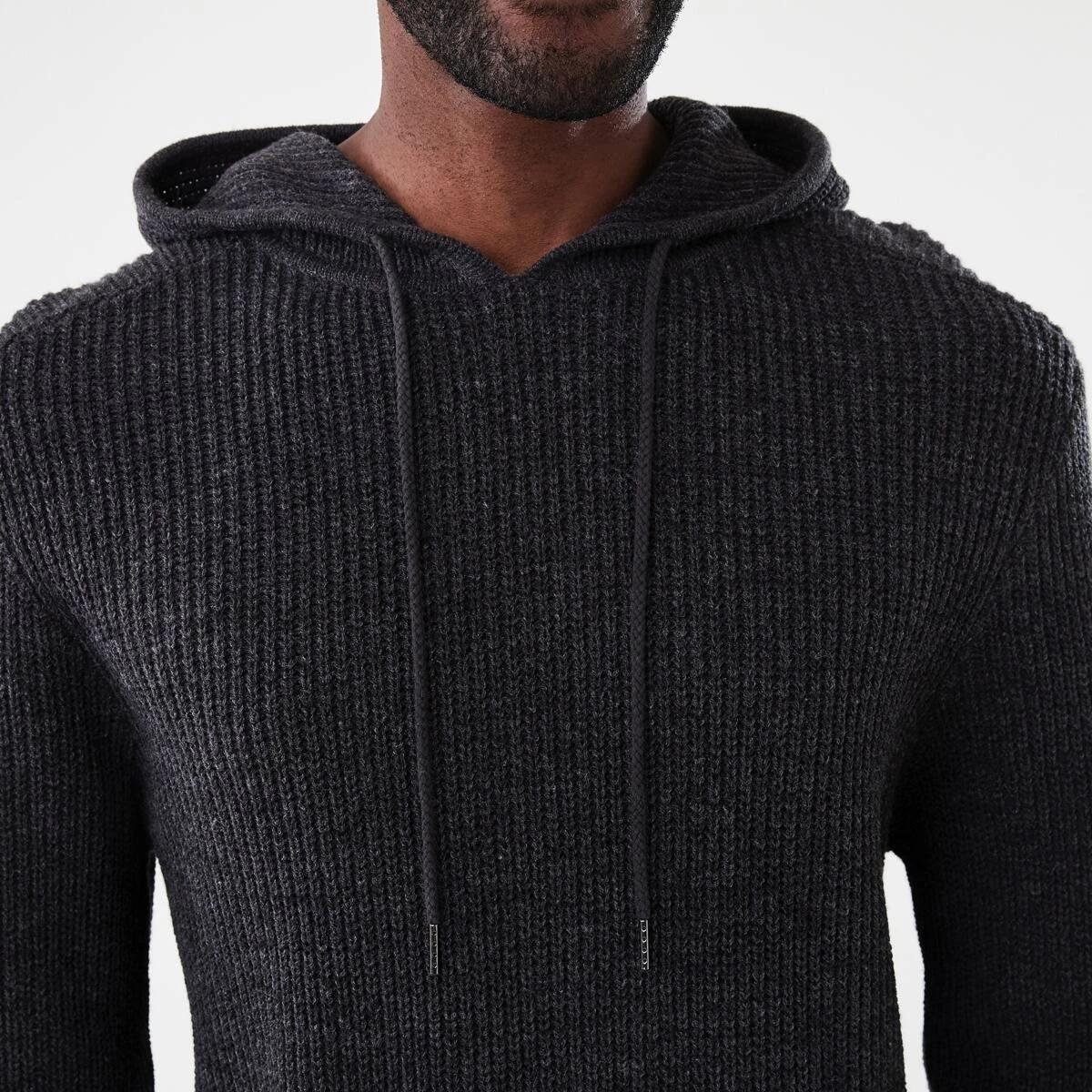 5 Hooded Knit Pullover Blk Marle, 5 of 6