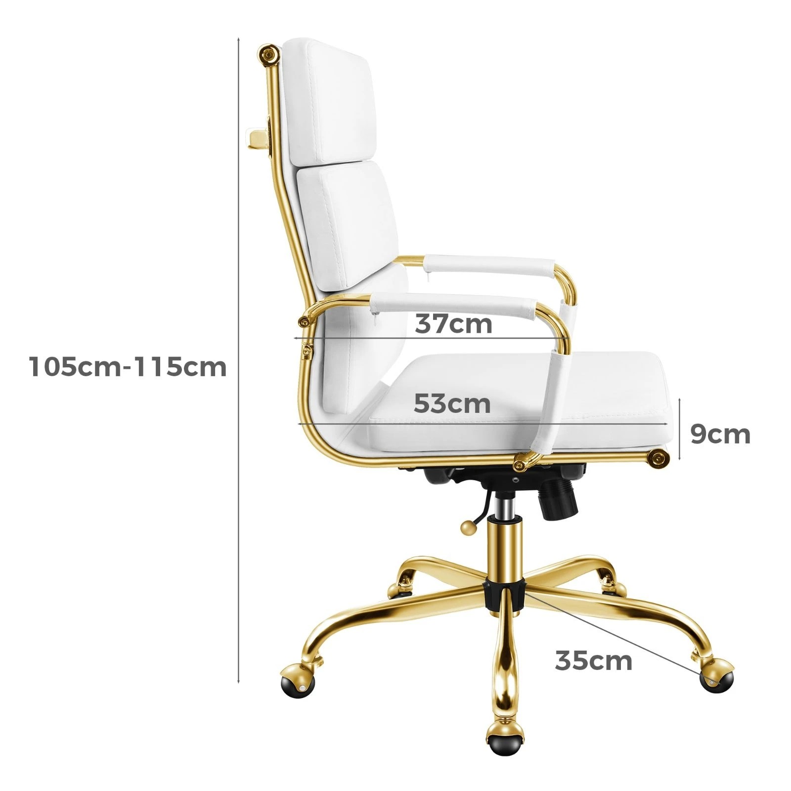 9 Alfordson Office Chair Ergonomic Paddings Executive Computer Work Seat High Back - White, 9 of 10