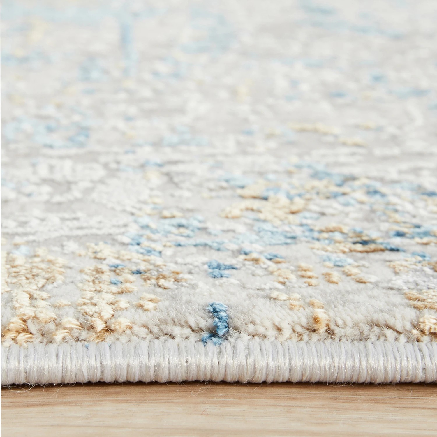 7 Common Ground Rugs Glimmers 104 400x80cm Runner - Large Bamboo Silk Power Loomed Rug - Blue, 7 of 9