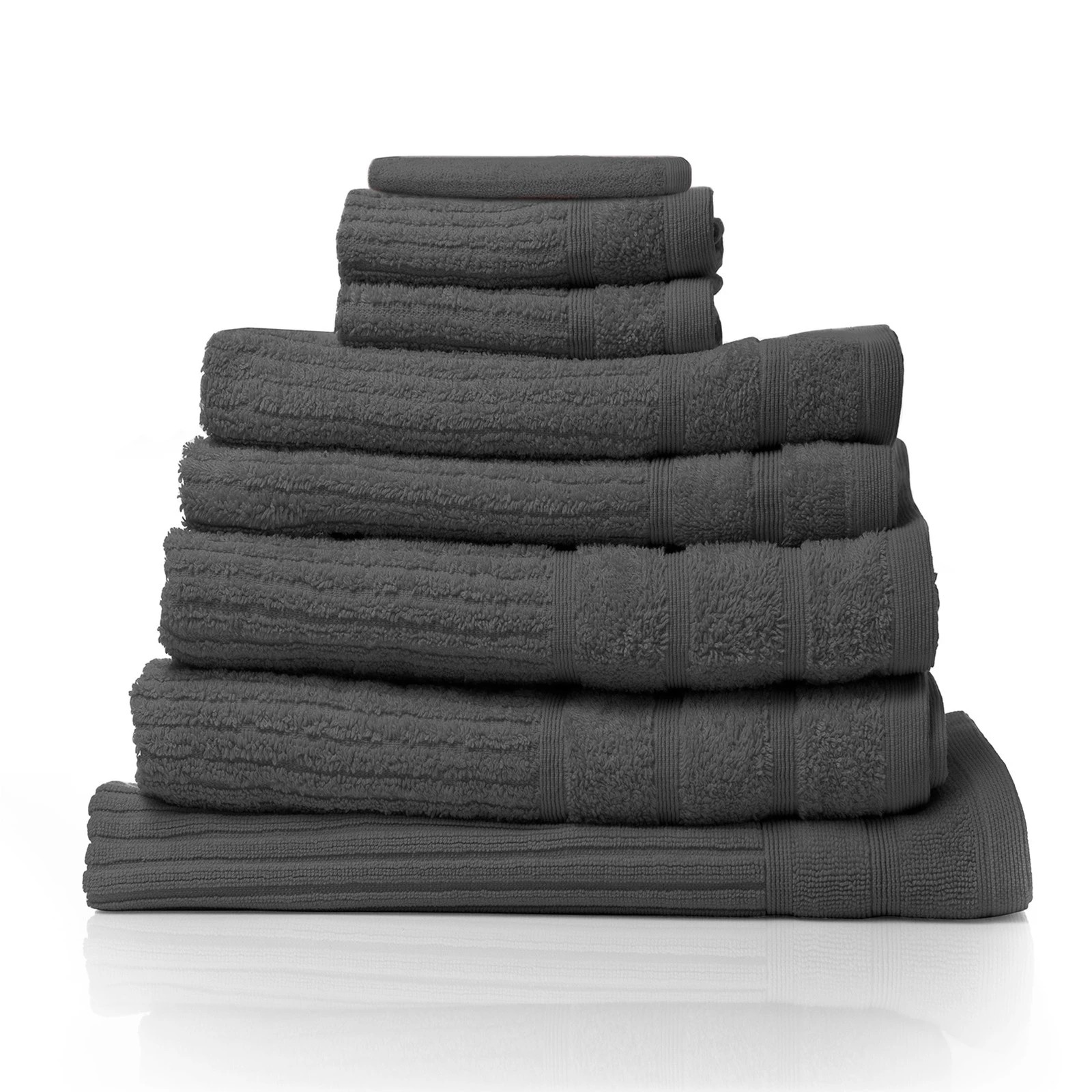 1 Royal Comfort Eden Cotton 600GSM 100% Cotton Luxury Bath Towels Set 8 Piece - Black, 1 of 4