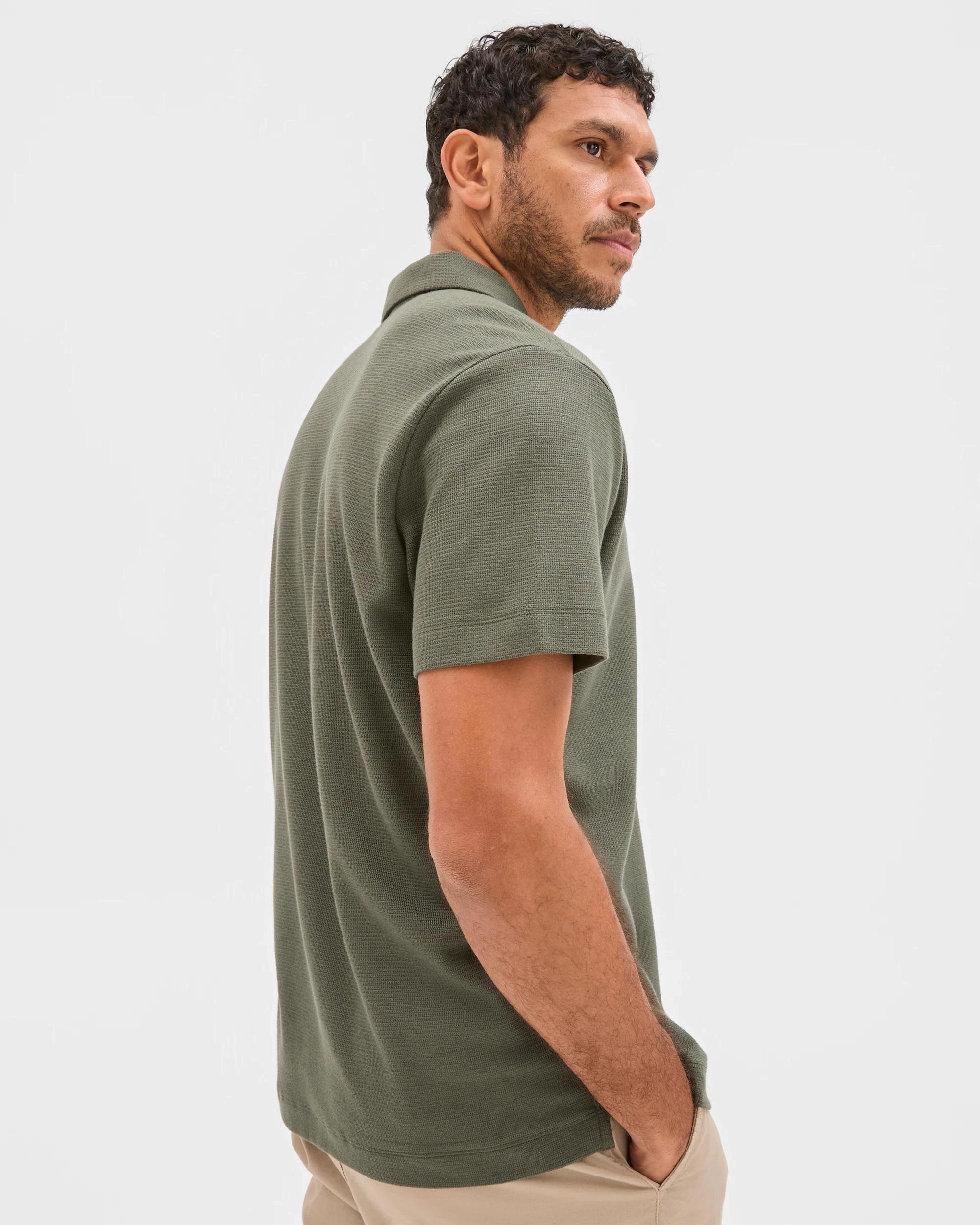 3 Target Australian Cotton Textured Fashion Polo Top DARK GREEN, 3 of 5