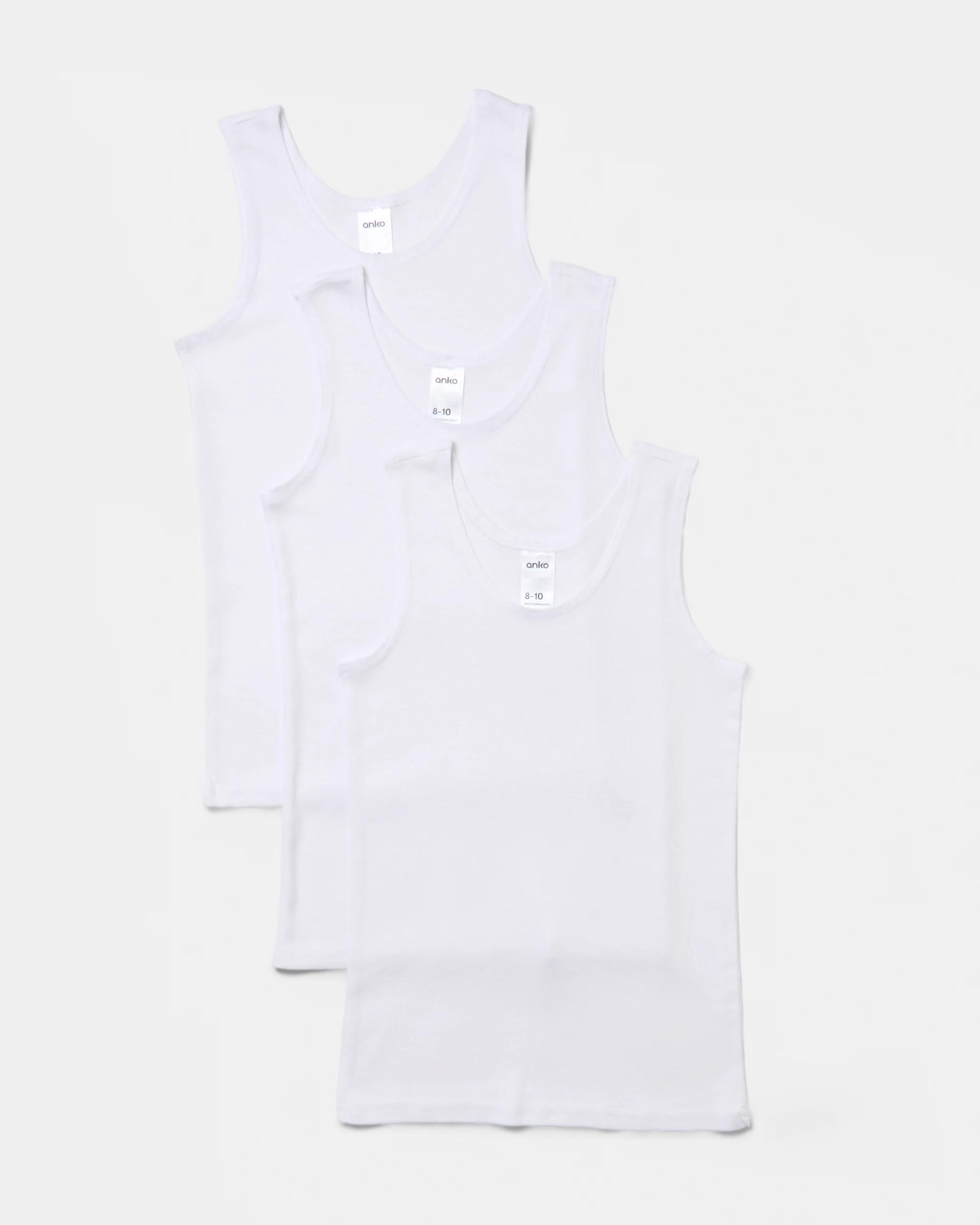 1 3 Pack Wide Strap Singlets White, 1 of 5