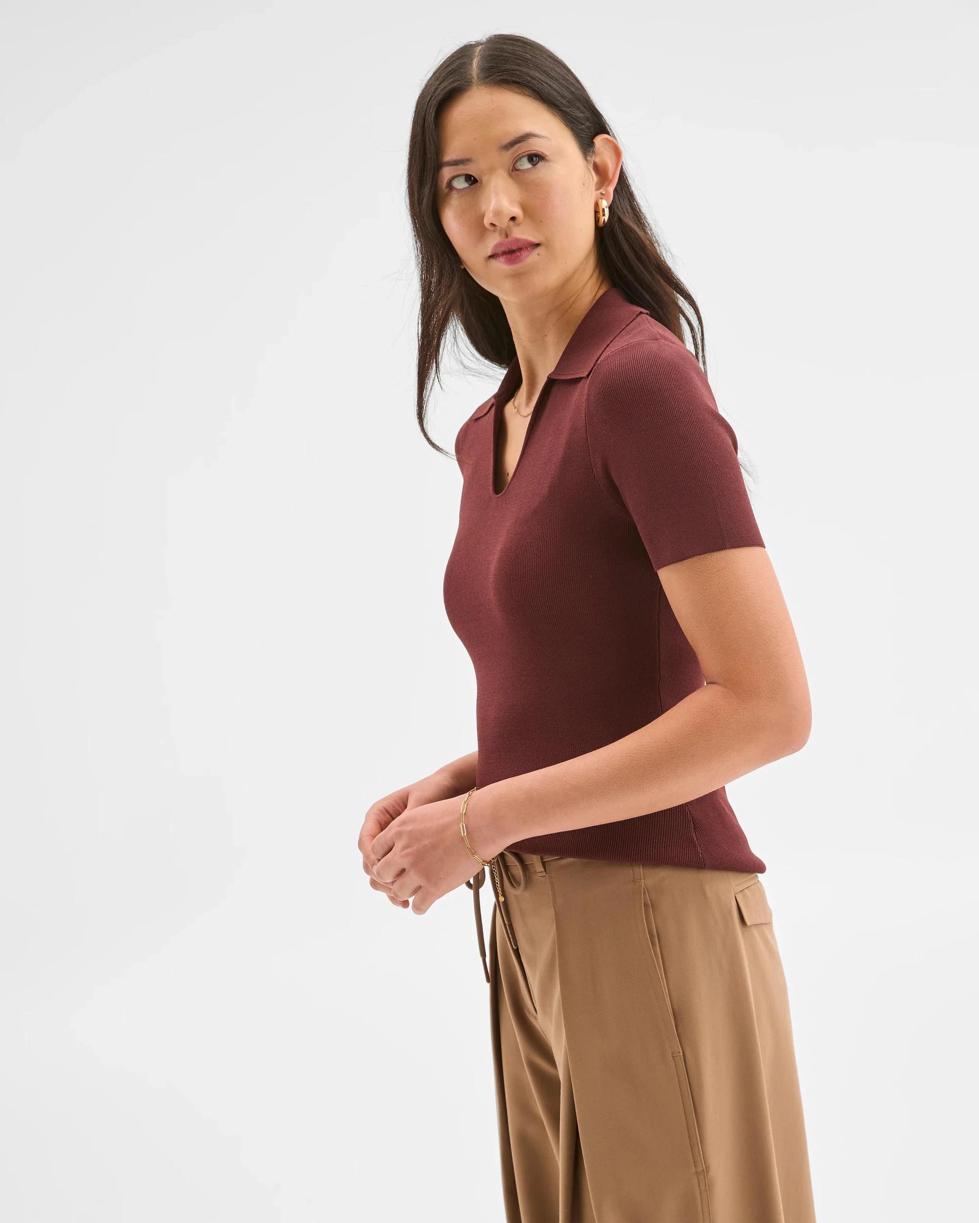 6 Preview Short Sleeve Ultimate Polo Top RUM RAISIN, 6 of 8