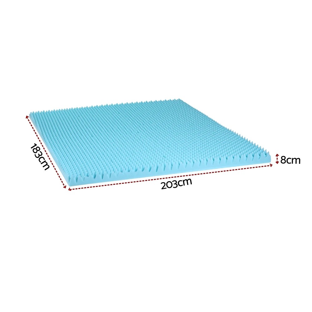 2 Giselle 8cm Memory Foam Mattress Topper Gel Egg Crate Foam Bamboo King - King Bed - Blue, 2 of 9