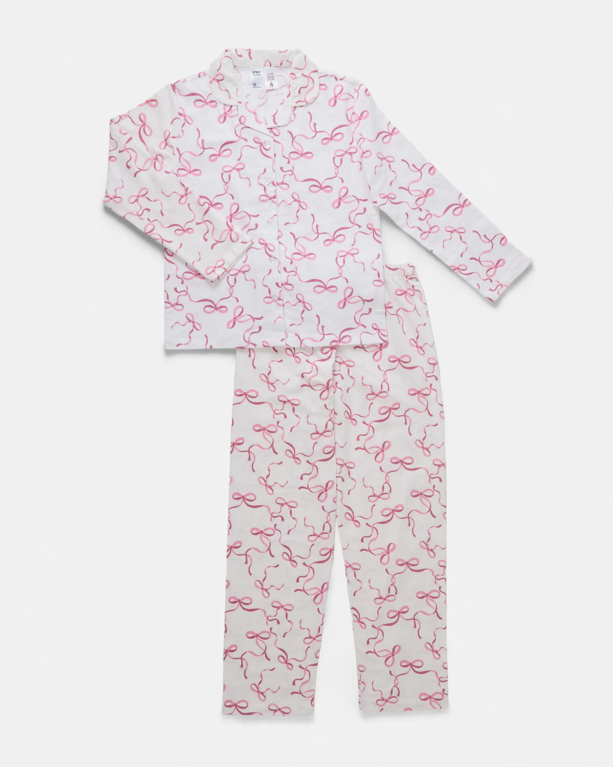 7 Flannel Pyjama Set Pnk Bows, 7 of 10