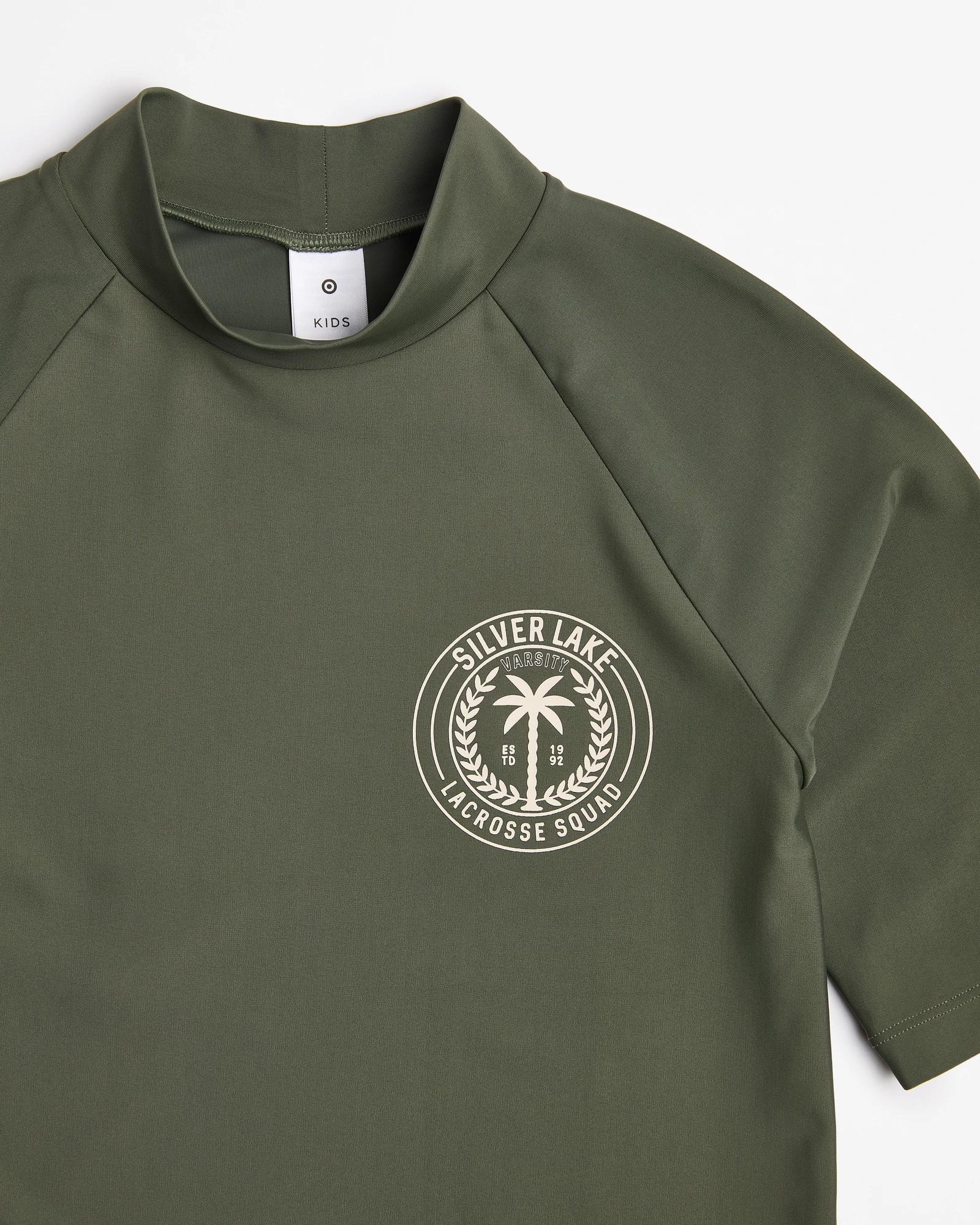 2 Target Short Sleeve Swim Rash Vest GREEN, 2 of 3