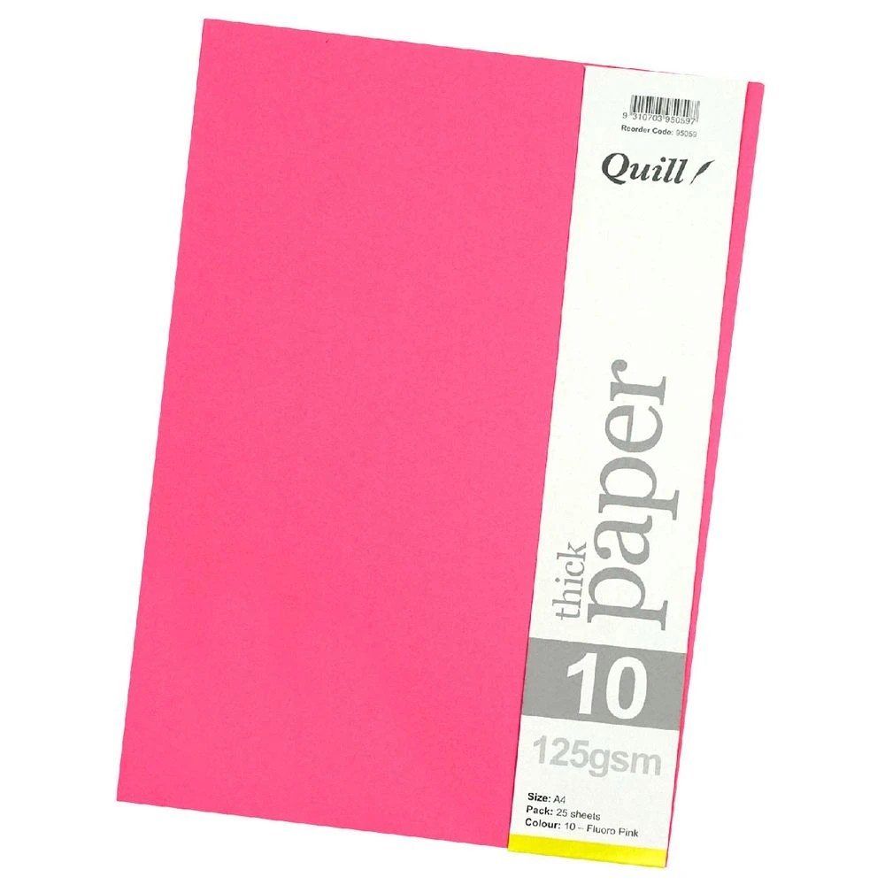 4 Quill A4 125gsm Paper Fluoro Pink 25 Pack, 4 of 4