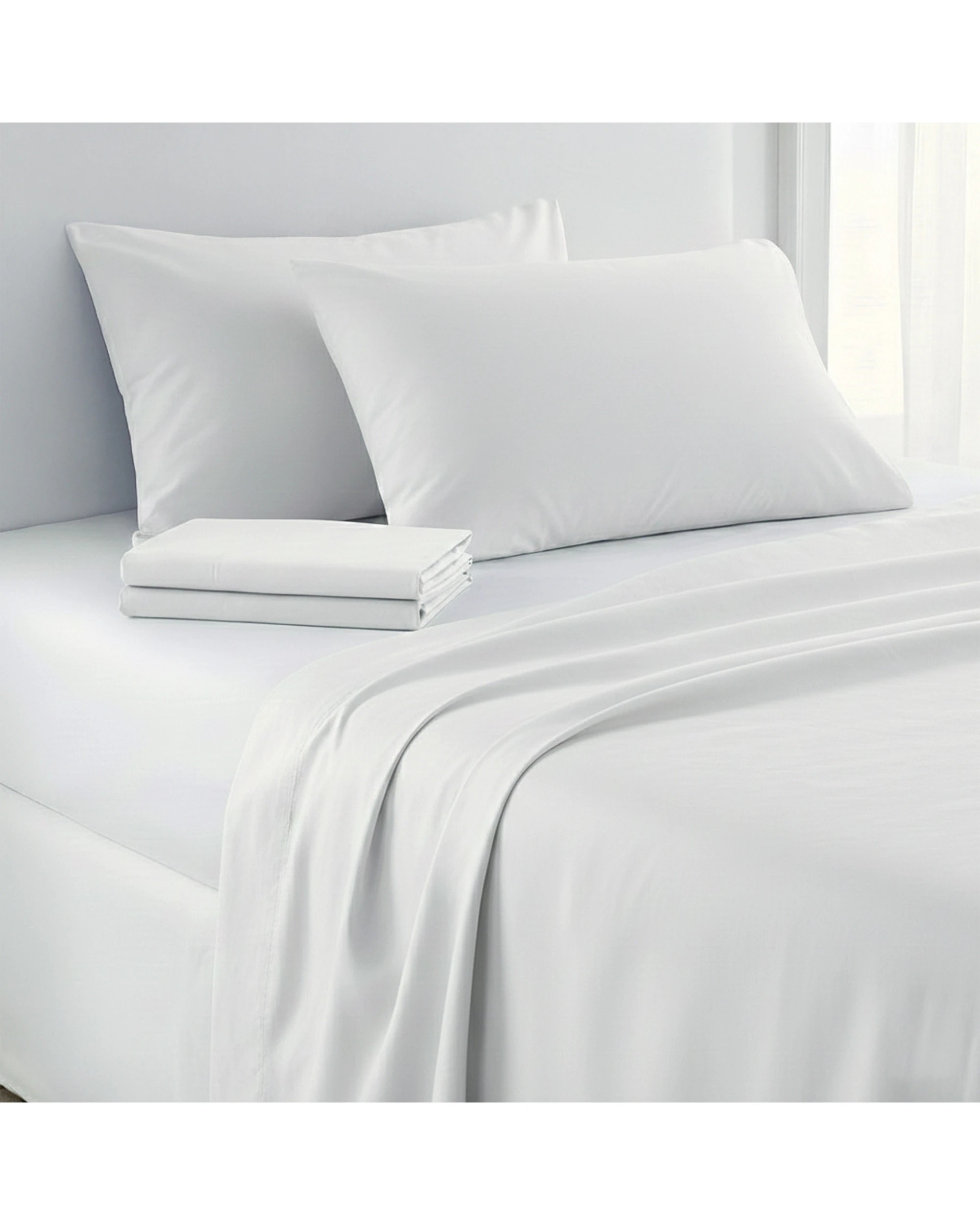 4 Laura Hill 1000 Thread Count Cotton Rich Double Bed Sheet Set 4 Piece in White - Double Bed, 4 of 5