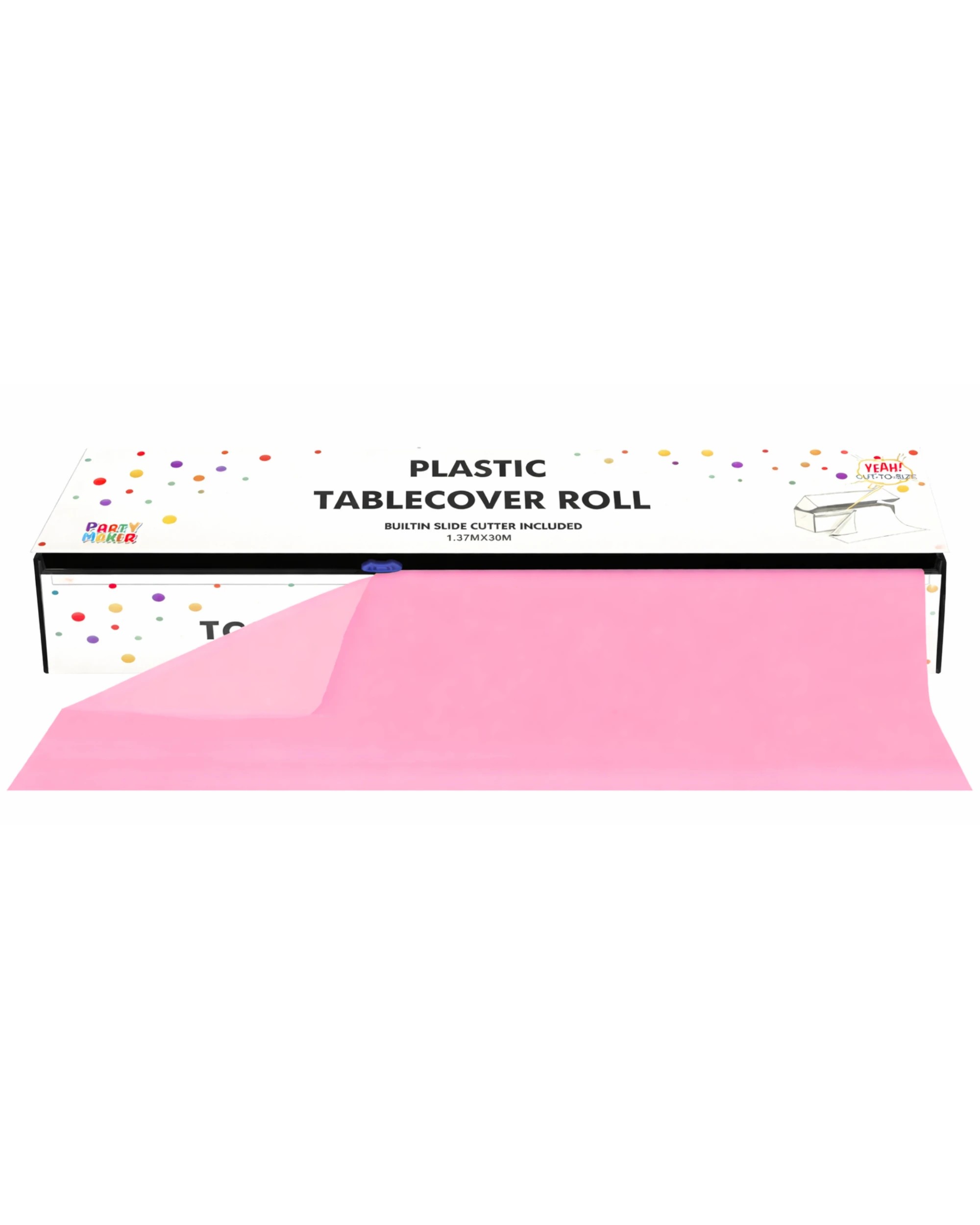 2 Party Maker Cut-To-Size Light Pink Plastic Banquet Tablecloth Table Roll 1.37m x 30m - Pink, 2 of 3