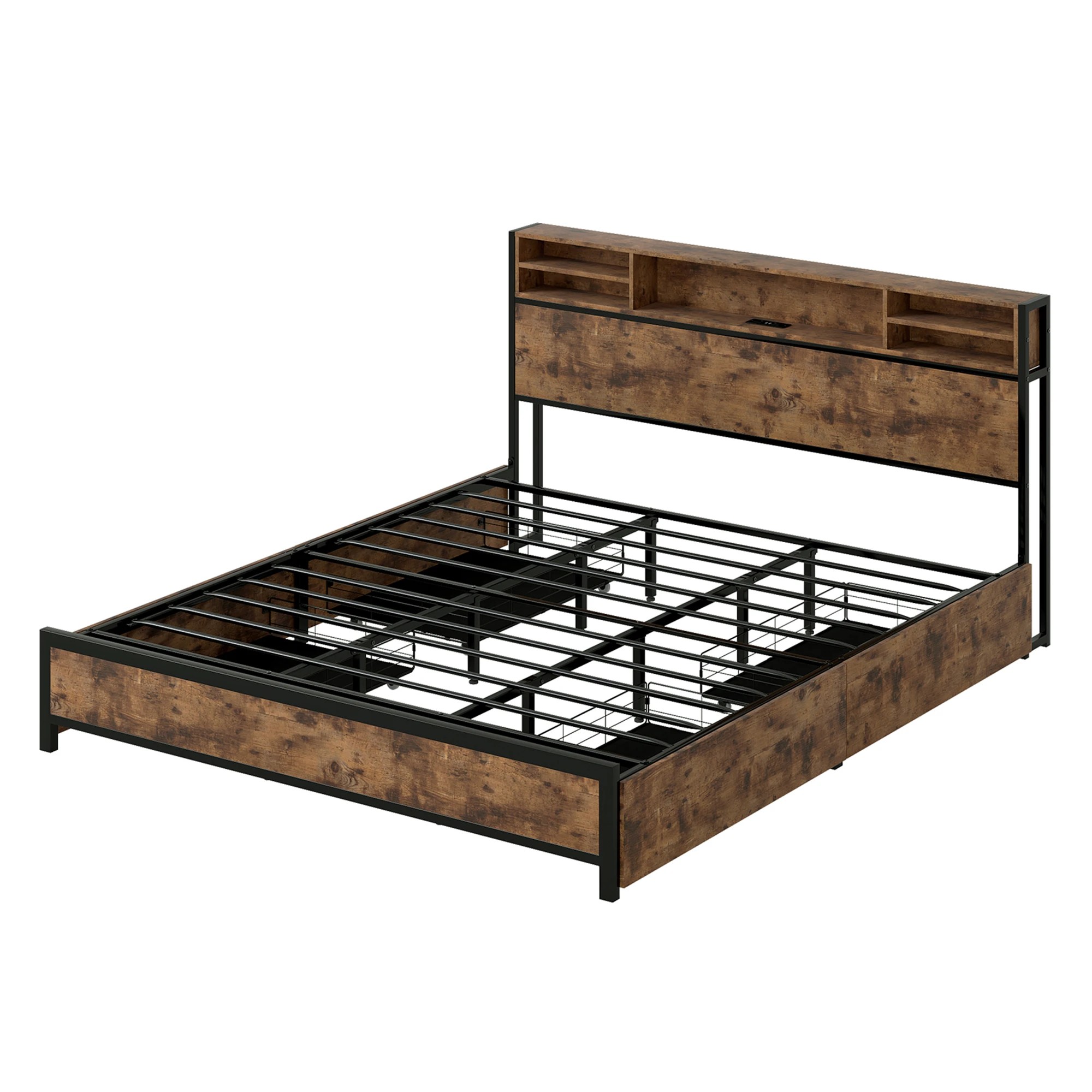 1 Levede King Bed Frame with LED and Charging Station, 1 of 9