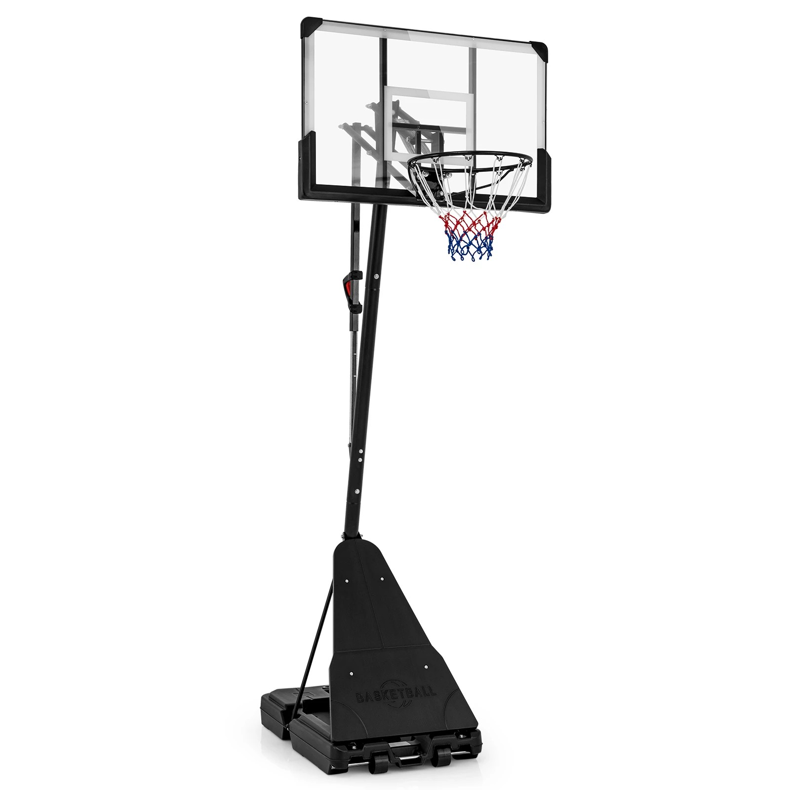 1 Costway Height Adjustable Basketball System Portable Hoop Stand w/112cm Shatterproof Backboard, 1 of 1