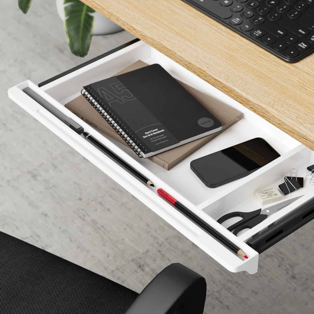 2 Oikiture Under Desk Drawer Pull-out Drawer Sliding Tray Storage Organizer
 - White, 2 of 8