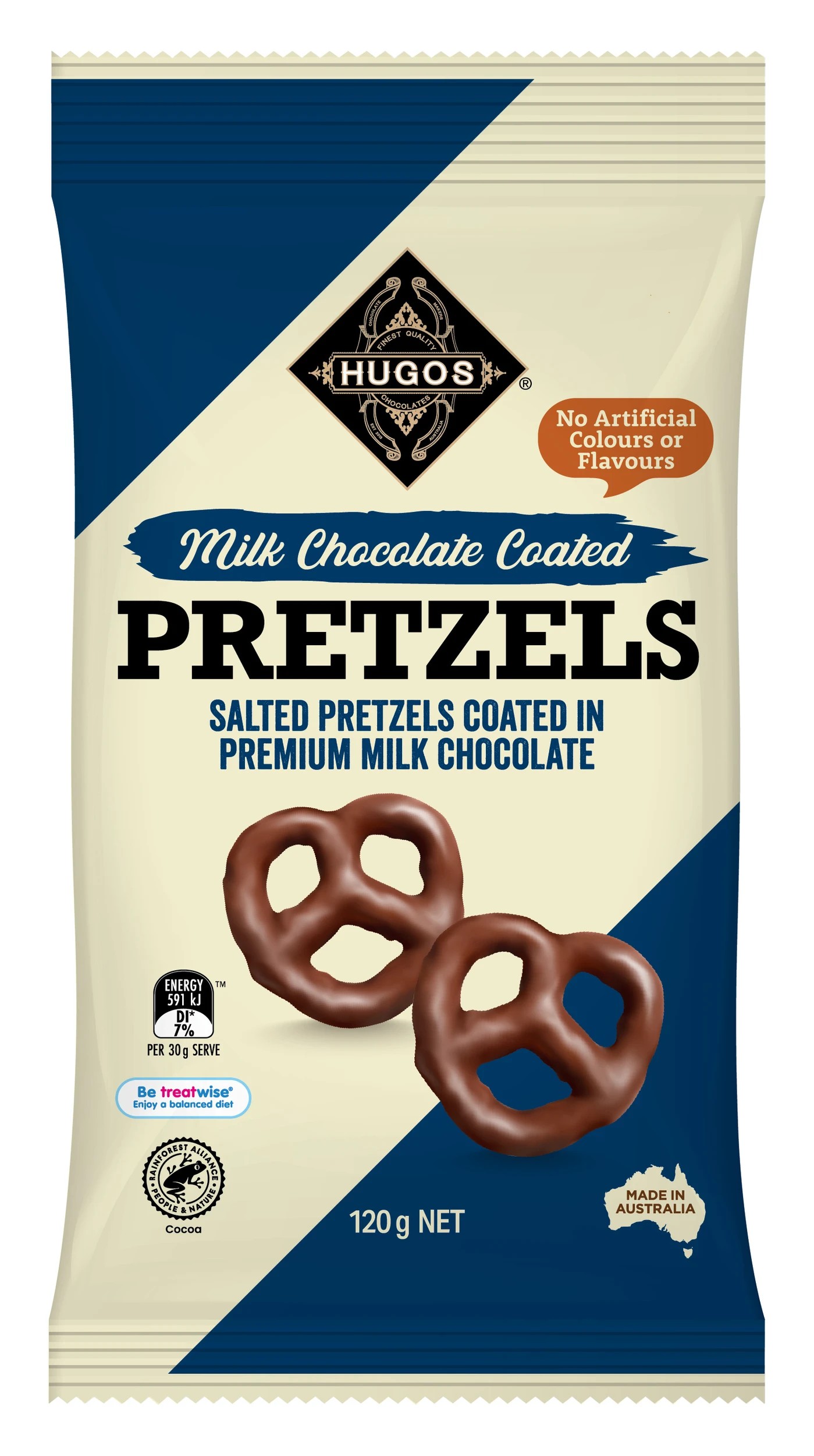 1 Hugos Milk Chocolate Salted Pretzels 120g, 1 of 2