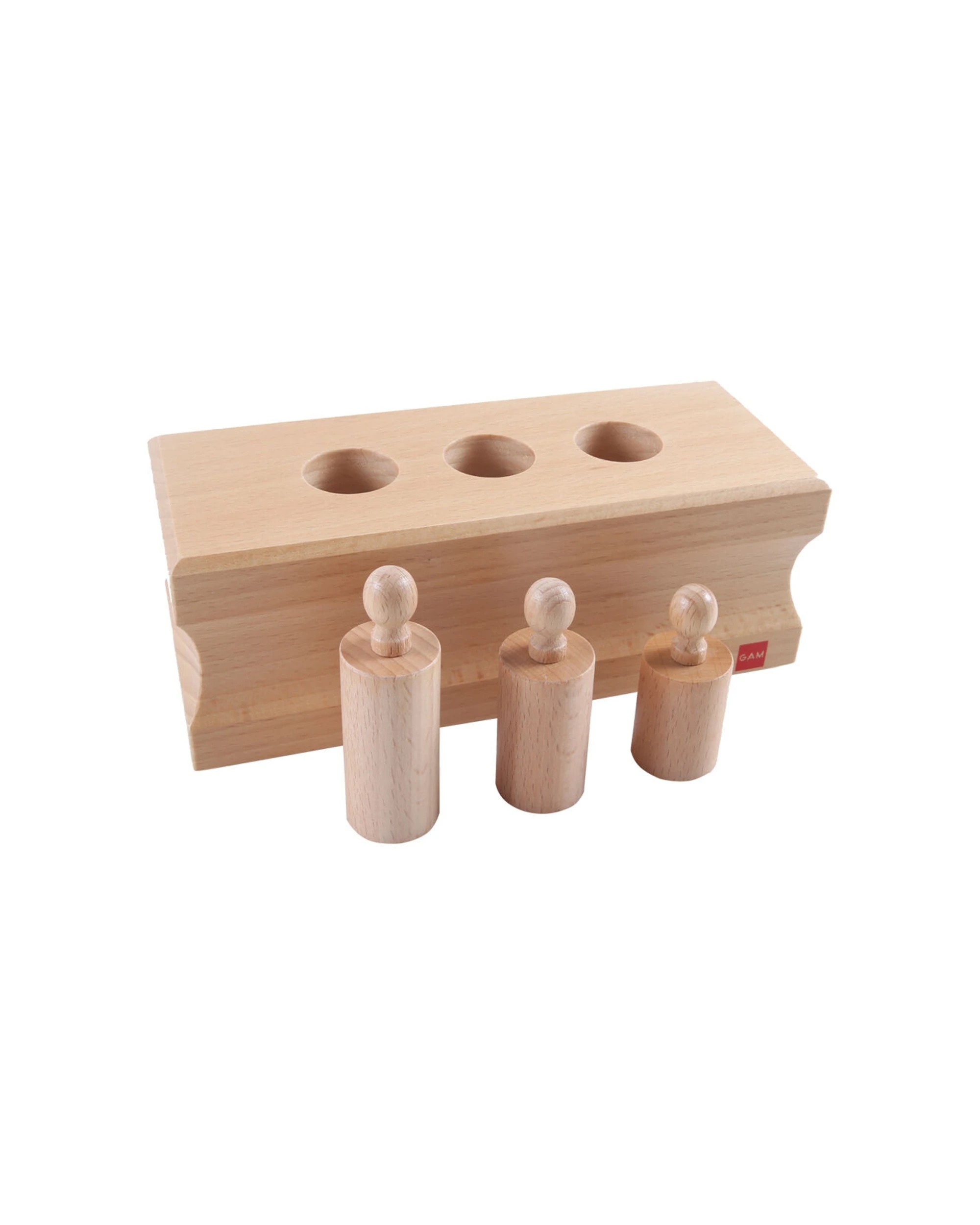 3 Gam Montessori Cylinder Block Wooden Educational Toy 3 Years Developmental - Brown, 3 of 3