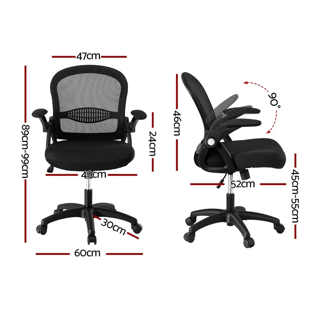 2 Artiss 2x Mesh Office Chair Computer Gaming Desk Chairs Work Study Mid - Black, 2 of 6