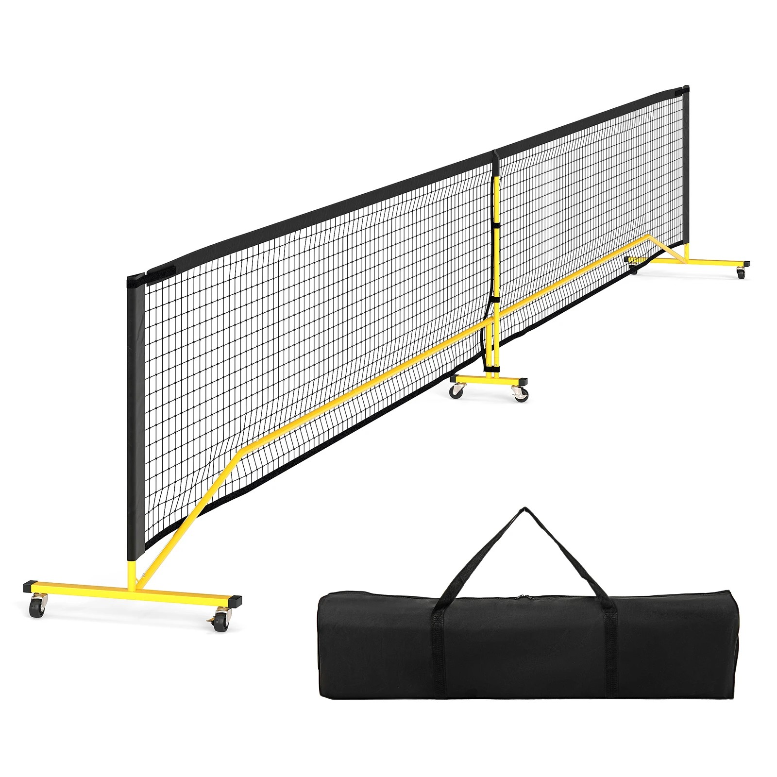 1 Costway 6.75m Portable Pickleball Net System PE Tennis Net w/6 Lockable Wheels Carry Bag, 1 of 1
