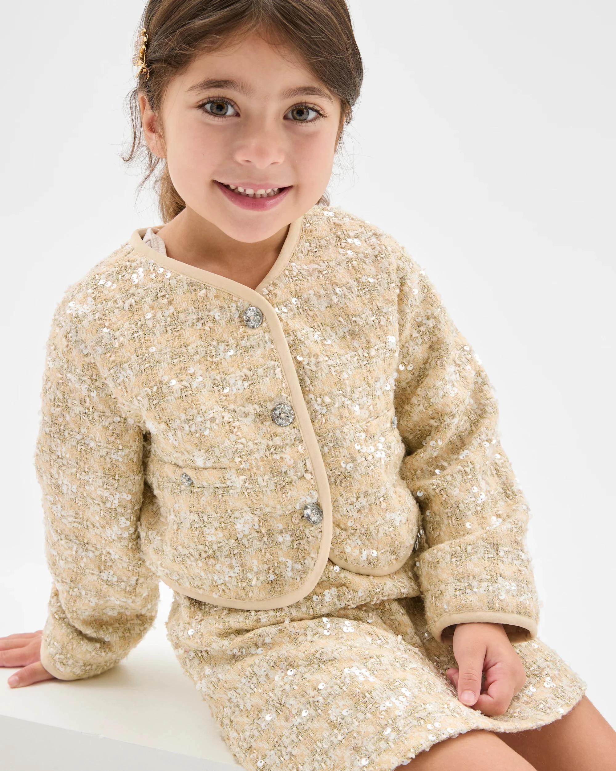 4 Target Kids Sequin Tweed Skirt CREAM, 4 of 6