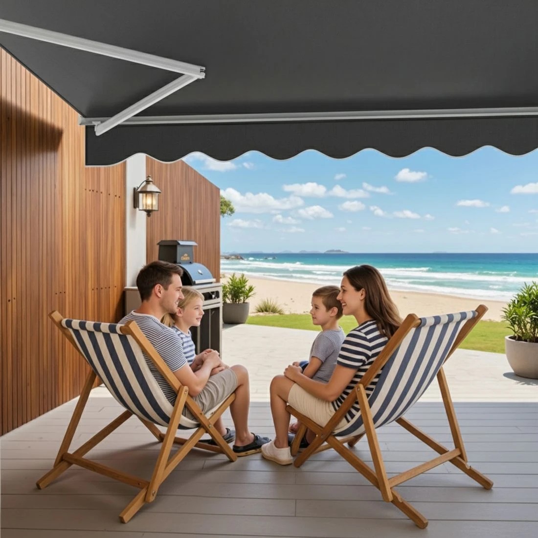 8 Instahut Retractable Folding Arm Awning Manual Sunshade 3M X 2M - Grey, 8 of 9