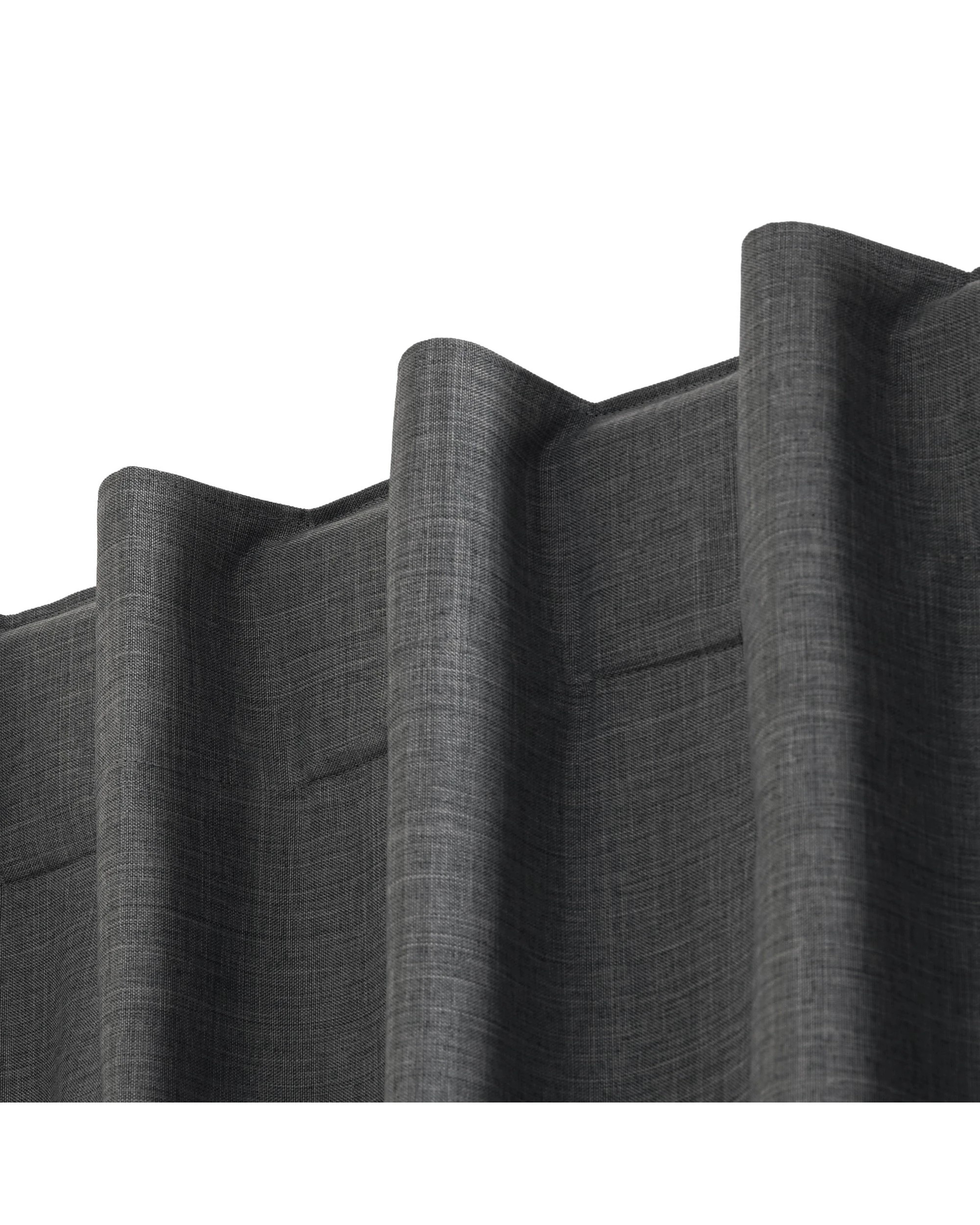 2 Sherwood Faux Linen 100% Blockout Concealed Tab Top Curtain Pair 135x223cm - Pepper, 2 of 6