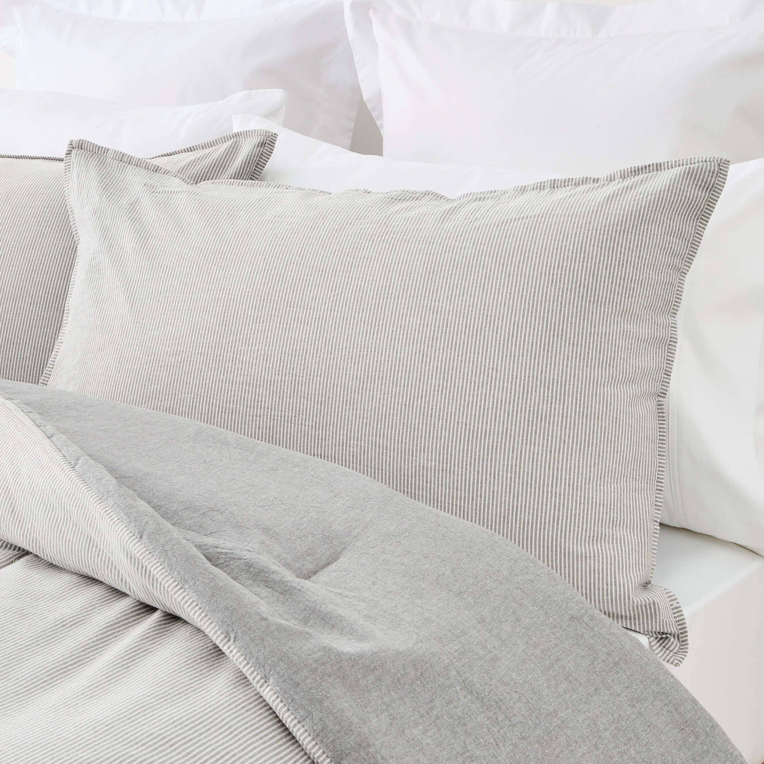 3 Stripe Cotton Cover Reversible Comforter Set - King Bed, 3 of 7