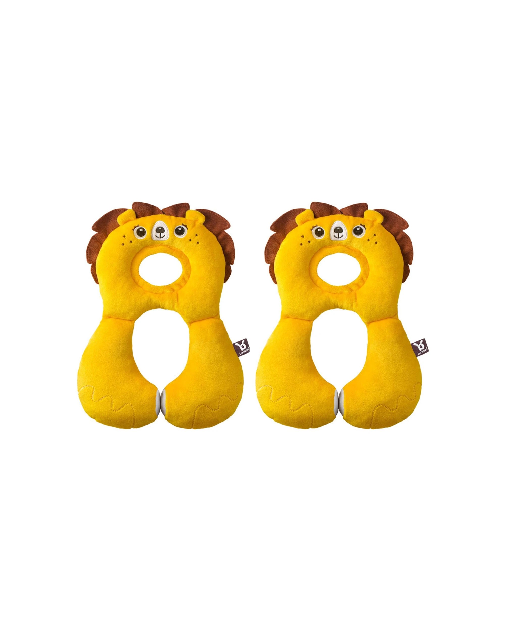 1 Benbat 2PK Kids Car Plane Travel Neck Pillow Head Rest Plush 1-4 Years Lion - Yellow, 1 of 2