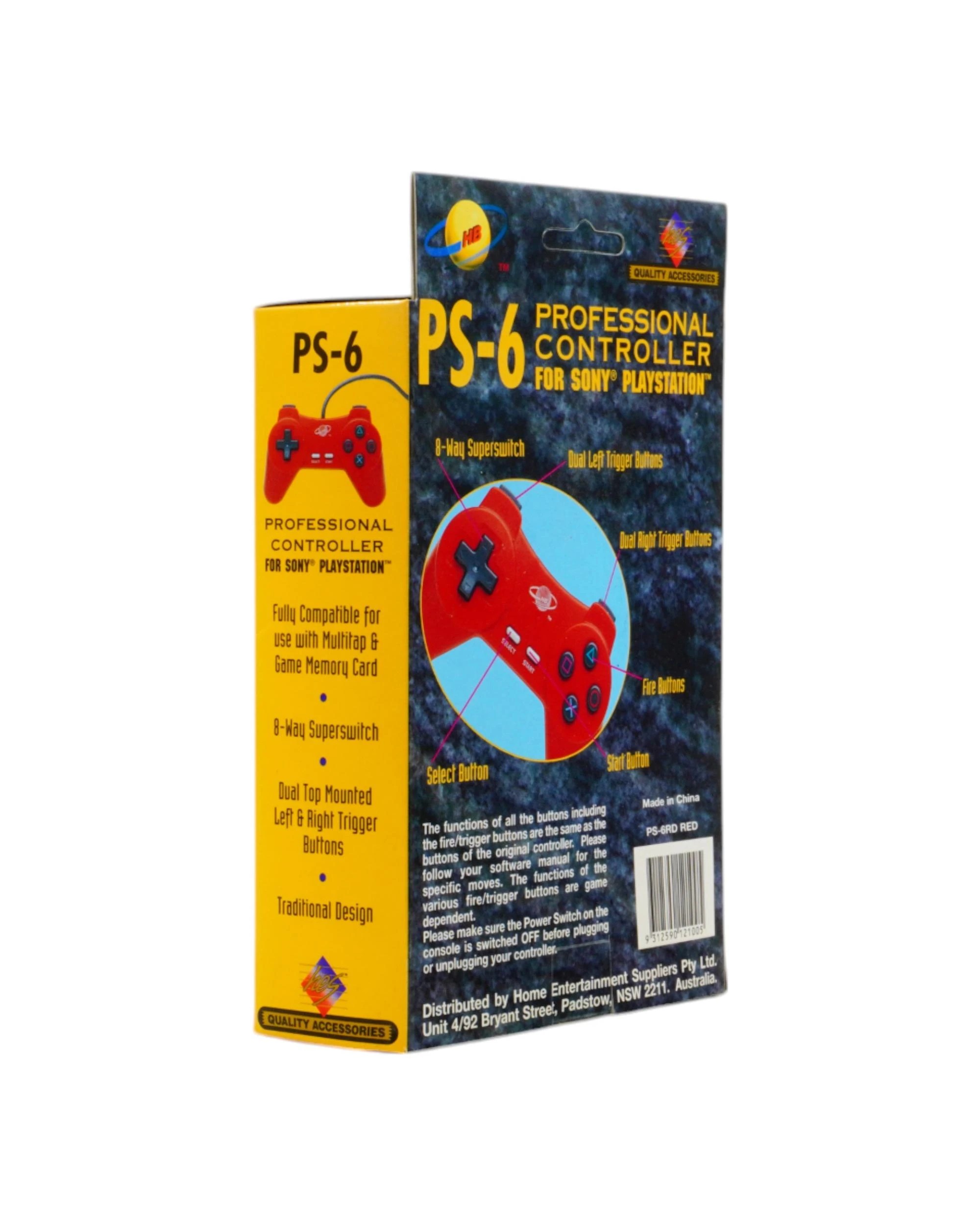 4 HB PS-6 Professional Controller For Playstation One - Red, 4 of 5