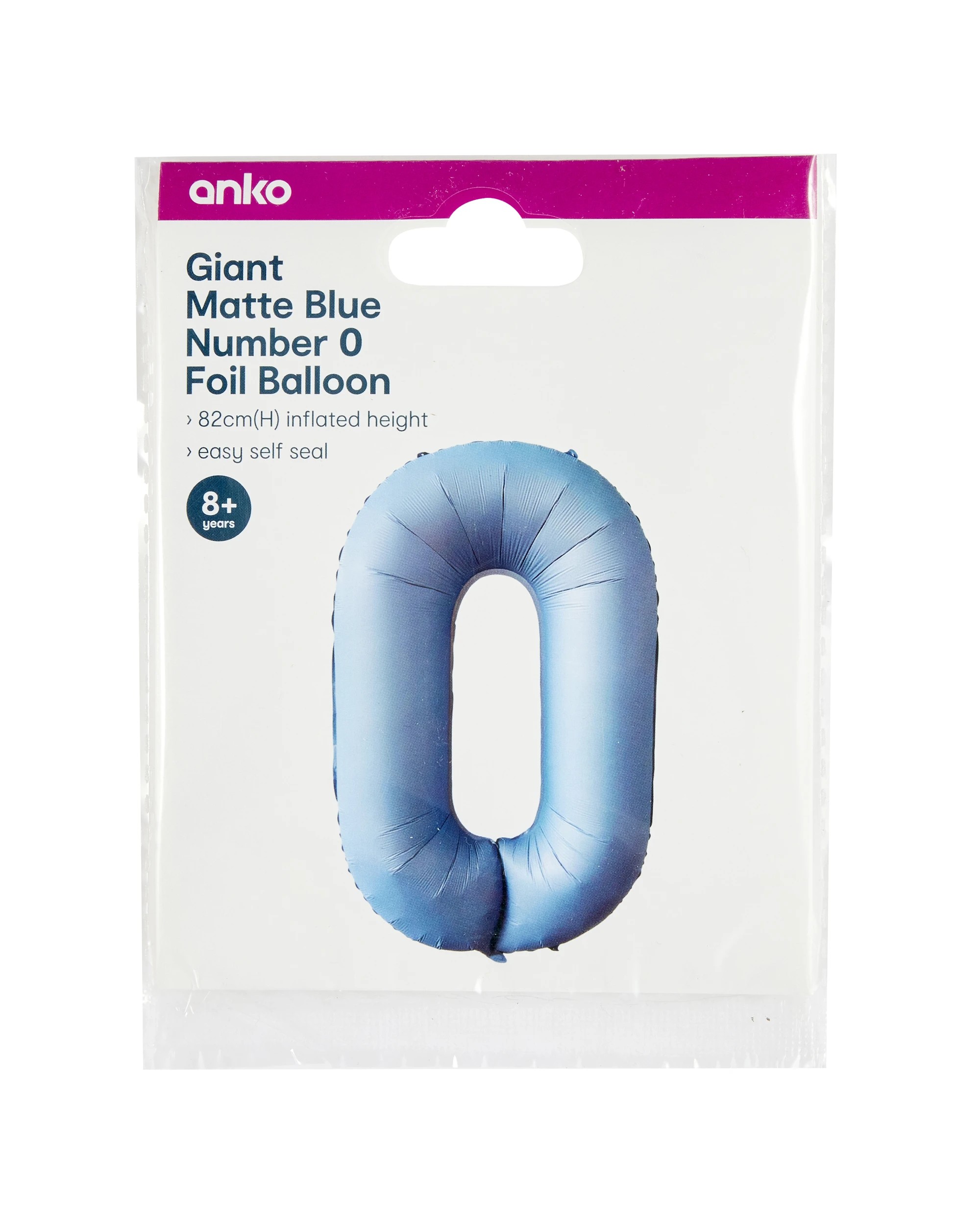 5 Giant Matte Blue Number 0 Foil Balloon, 5 of 5