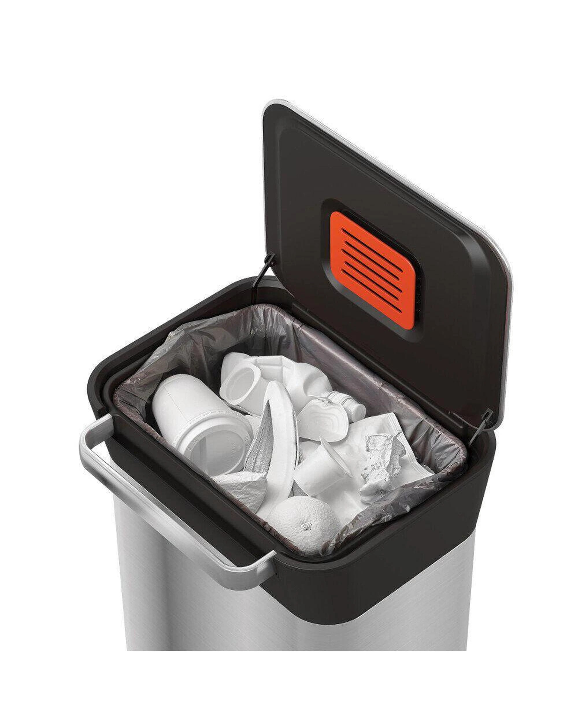 3 Joseph Joseph Titan Trash Compactor 30L Bin Stainless Steel 30030, 3 of 8