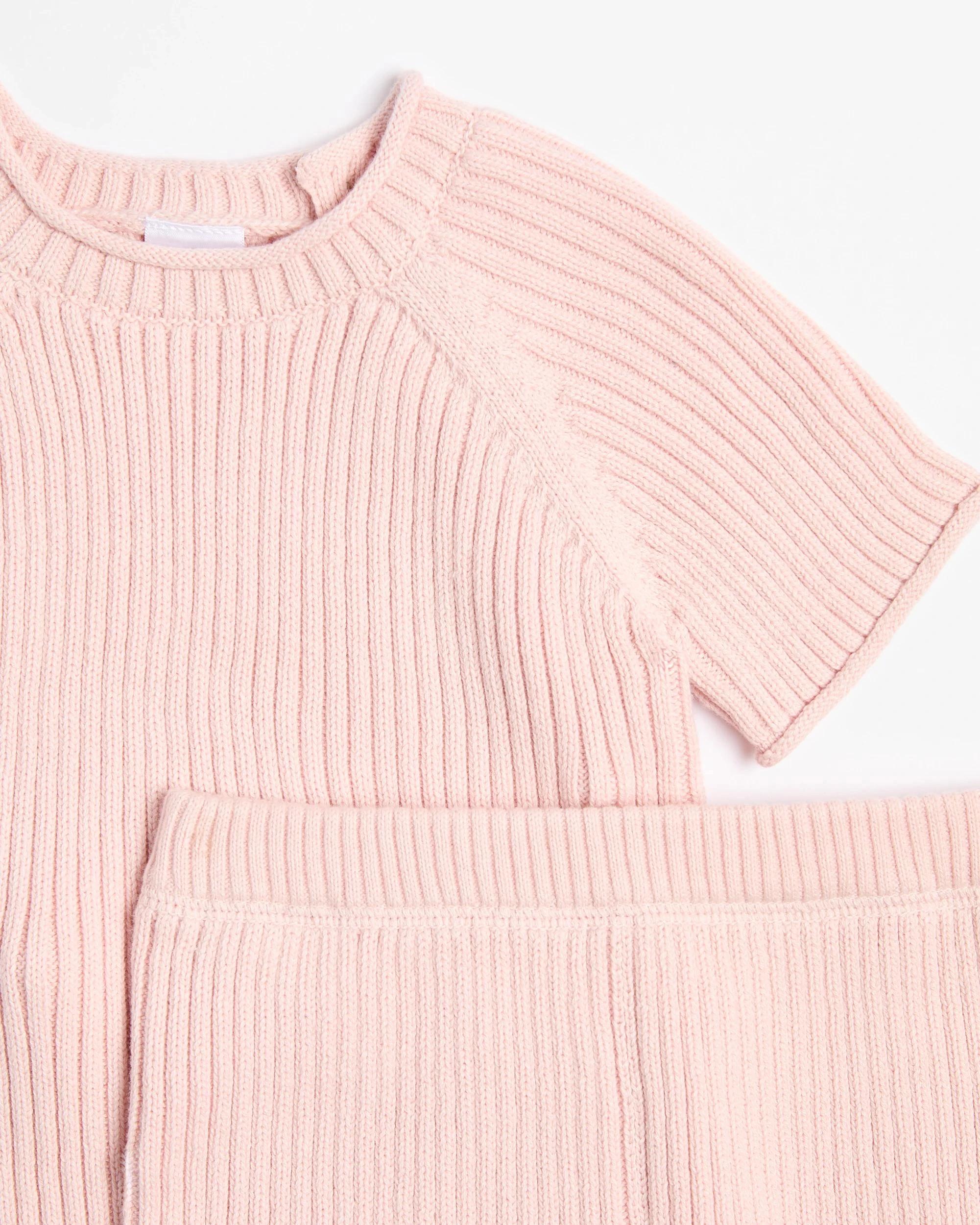 2 Target Baby Girls Rib Knit Top Short Set PINK LOTUS, 2 of 3