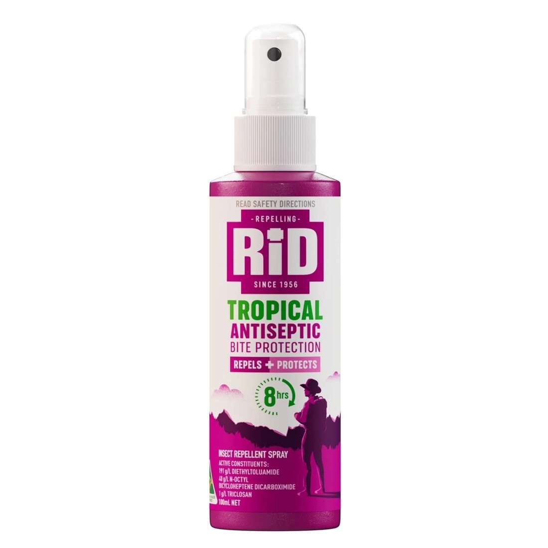 1 RID Tropical Antiseptic Bite Protection Insect Repellent Spray 100ml, 1 of 5