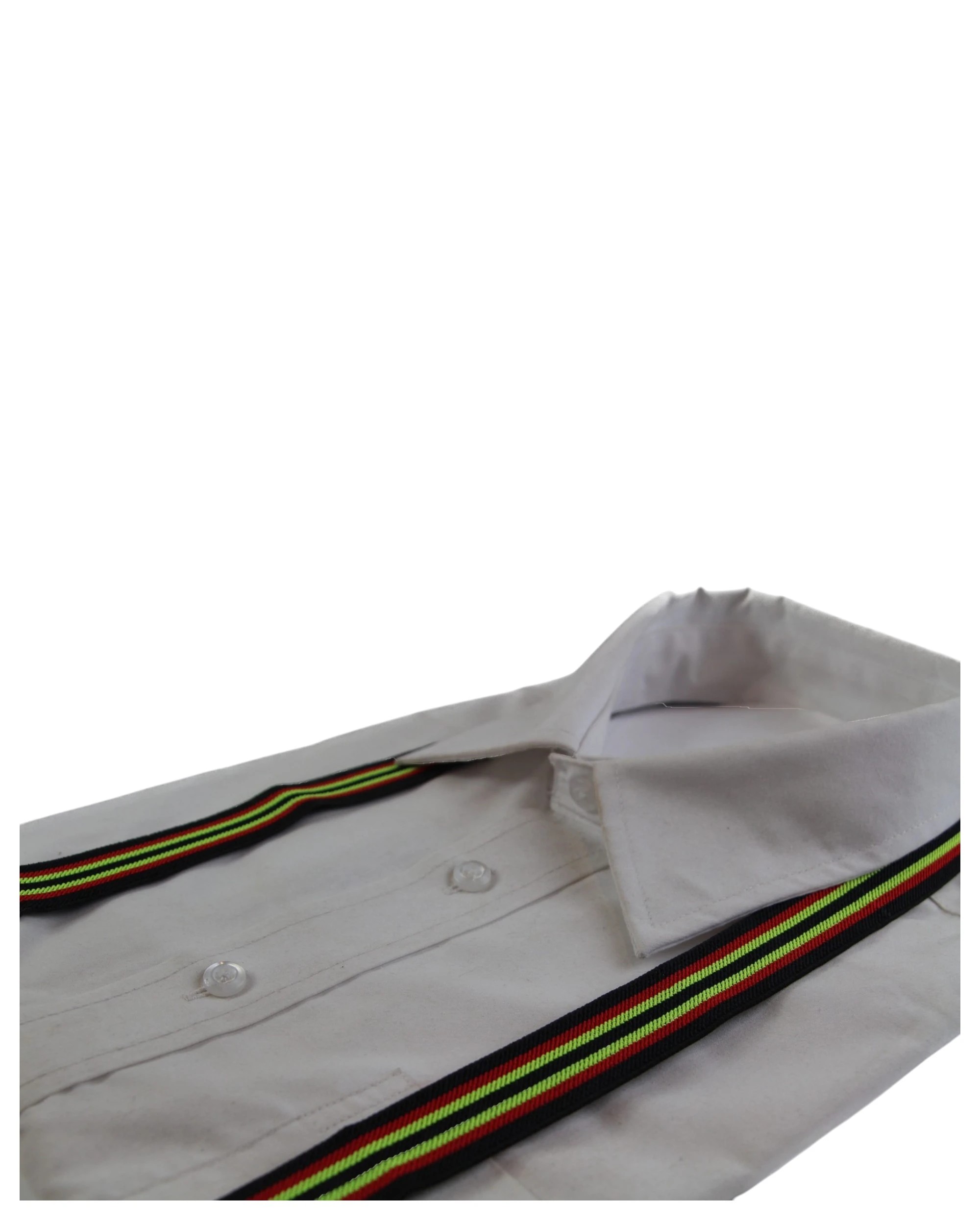 2 Zasel Boys Adjustable Black, Red & Lime Green Striped Patterned Suspenders - Multi, 2 of 3