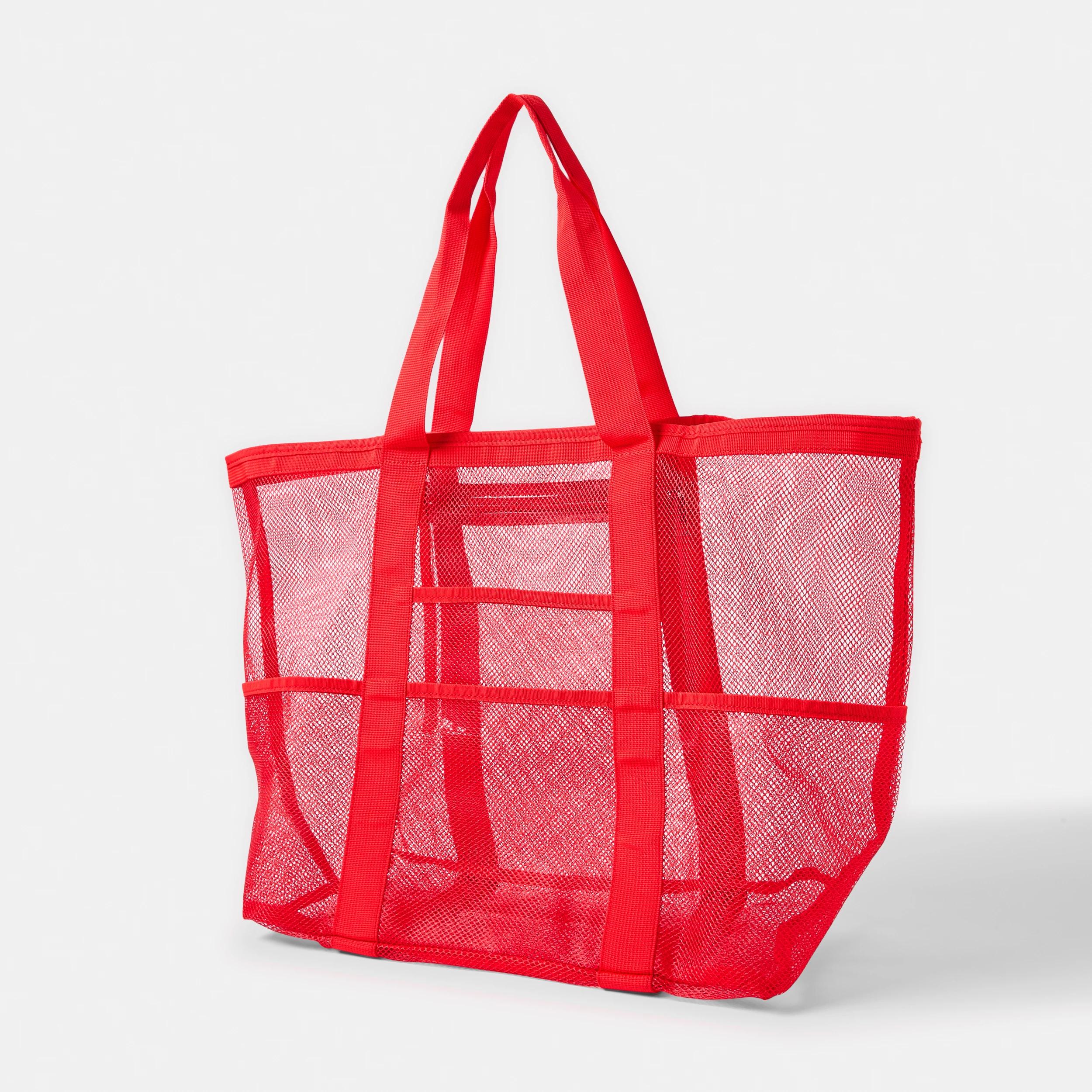 2 Mesh Beach Tote Bag Red, 2 of 5