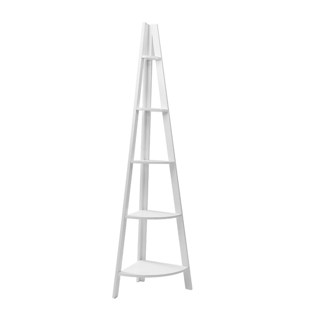 3 Artiss Bookshelf Corner Shelf 5 Tiers - White, 3 of 8